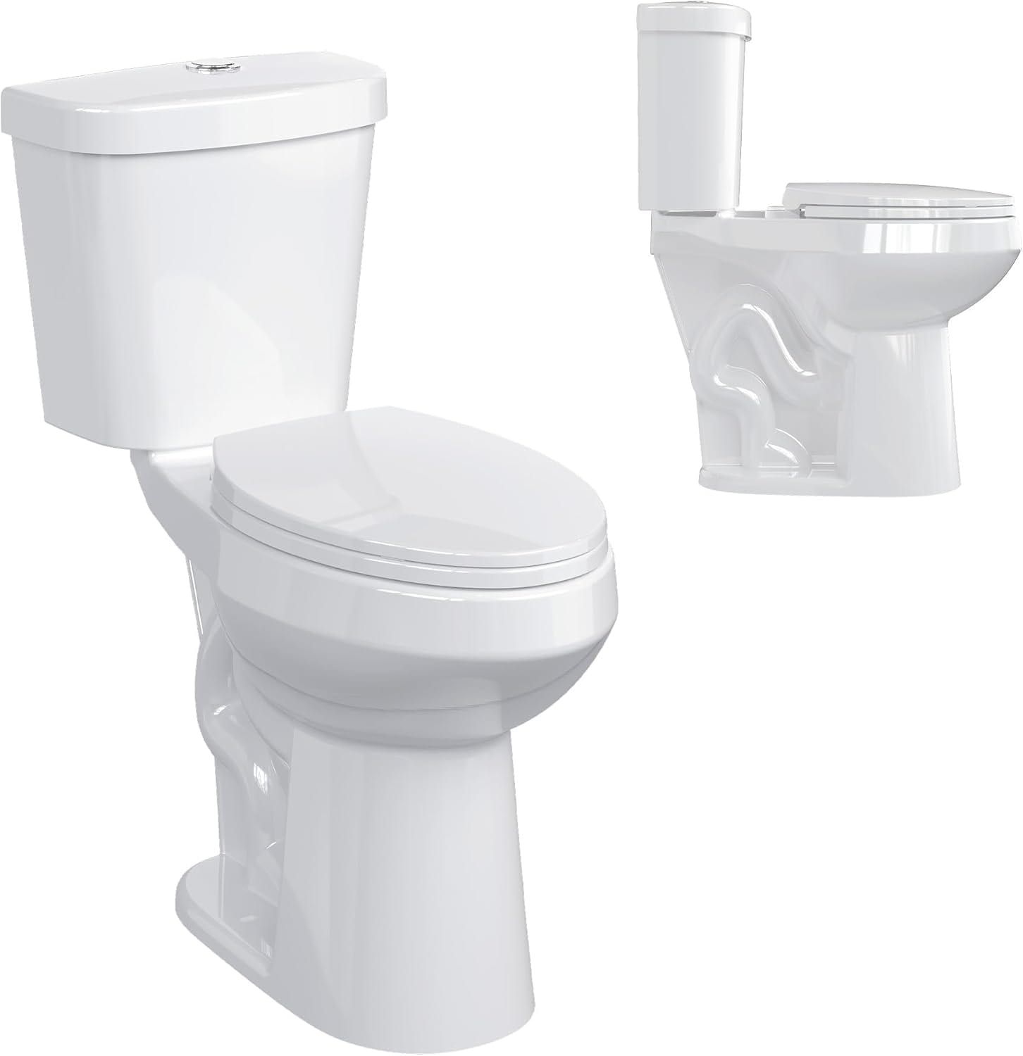 Qeetex Two-Piece Toilet-Elongated Bowl-21in Extra Tall Height-Dual Flush-Water Efficient-Slow Close Seat