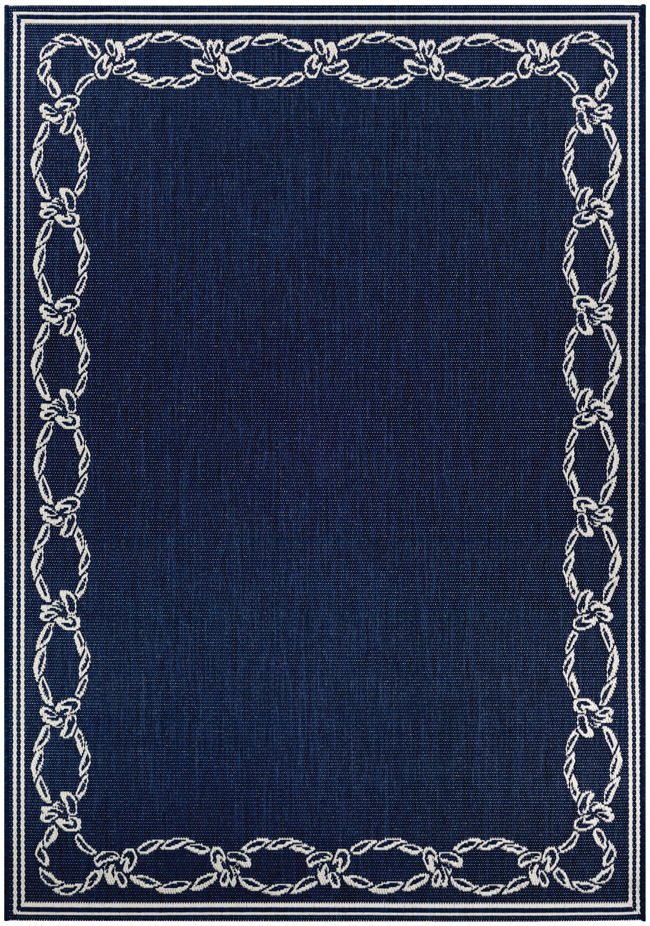 Ivory and Indigo Flat Woven Rope Knot Area Rug