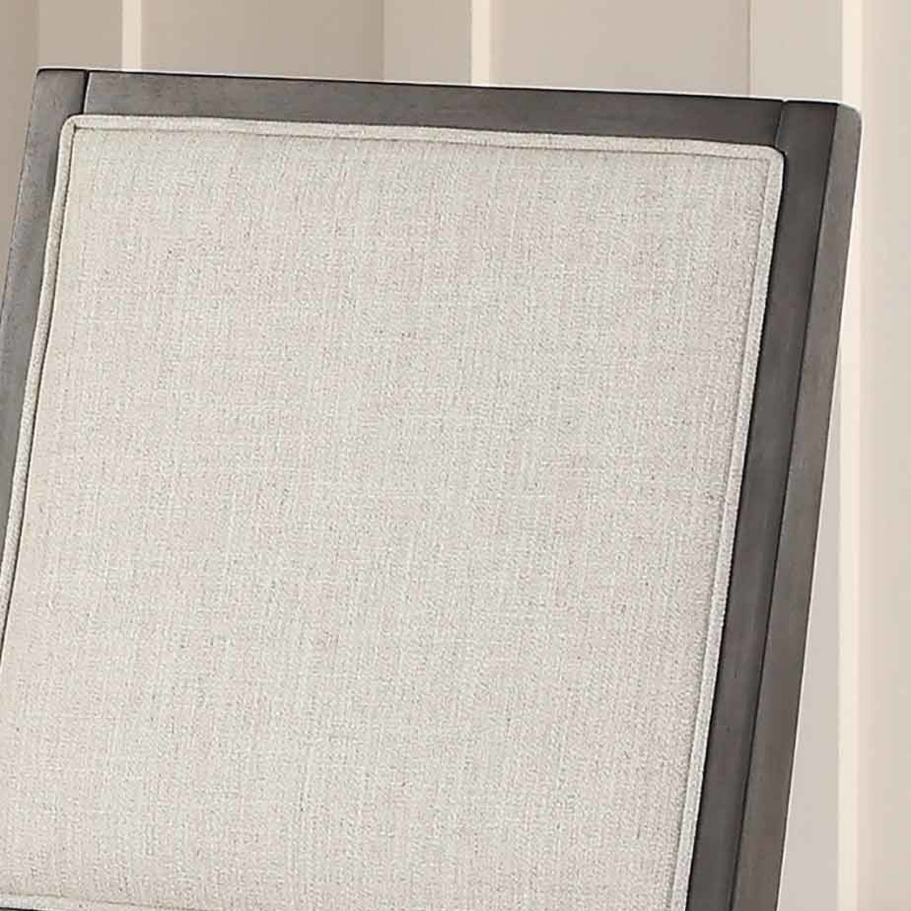 Beige Linen Upholstered Side Chair with Wood Frame