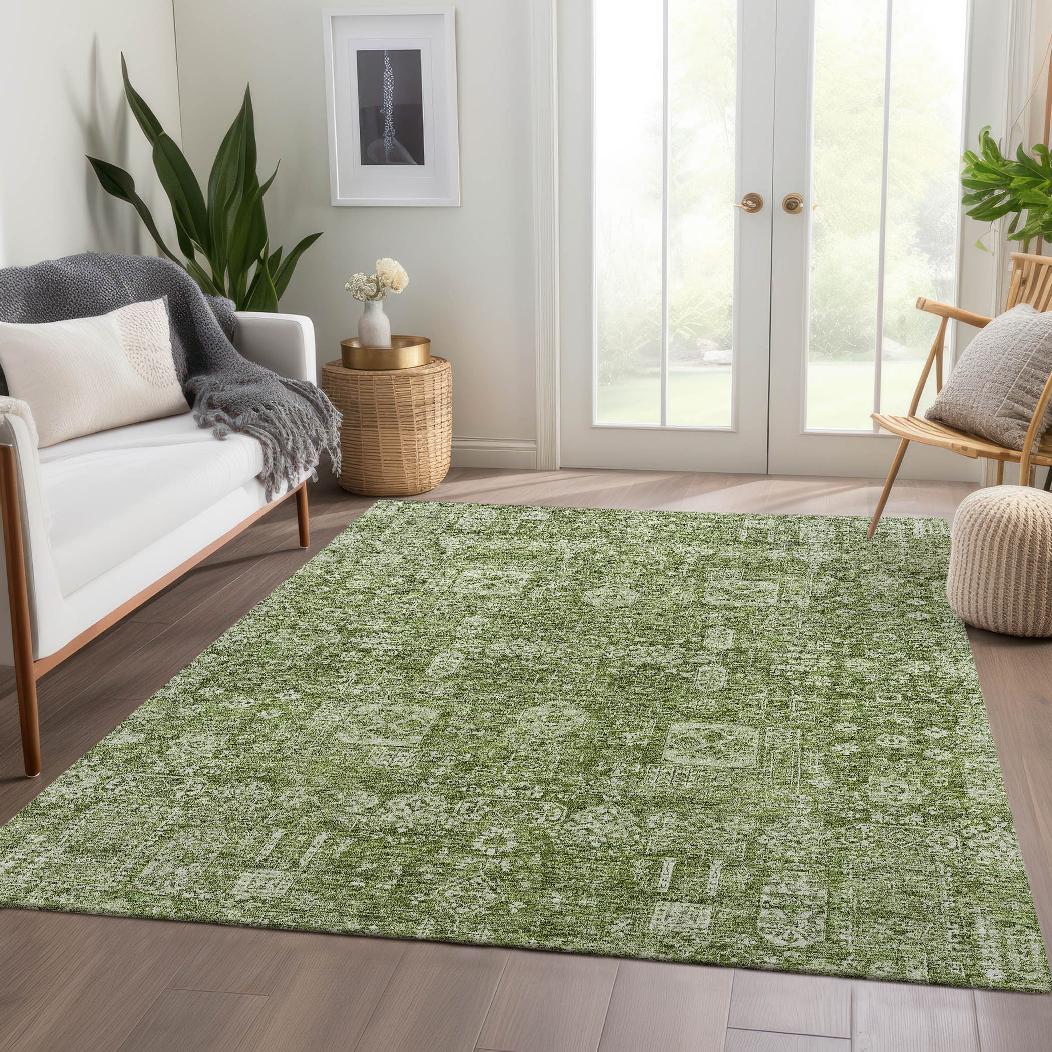 Addison Rugs ACN637AL5X8 Chantille ACN637AL 5 x 7 (ft) Polyester Aloe Rectangular Indoor/Outdoor Geometric Machine washable Area rug