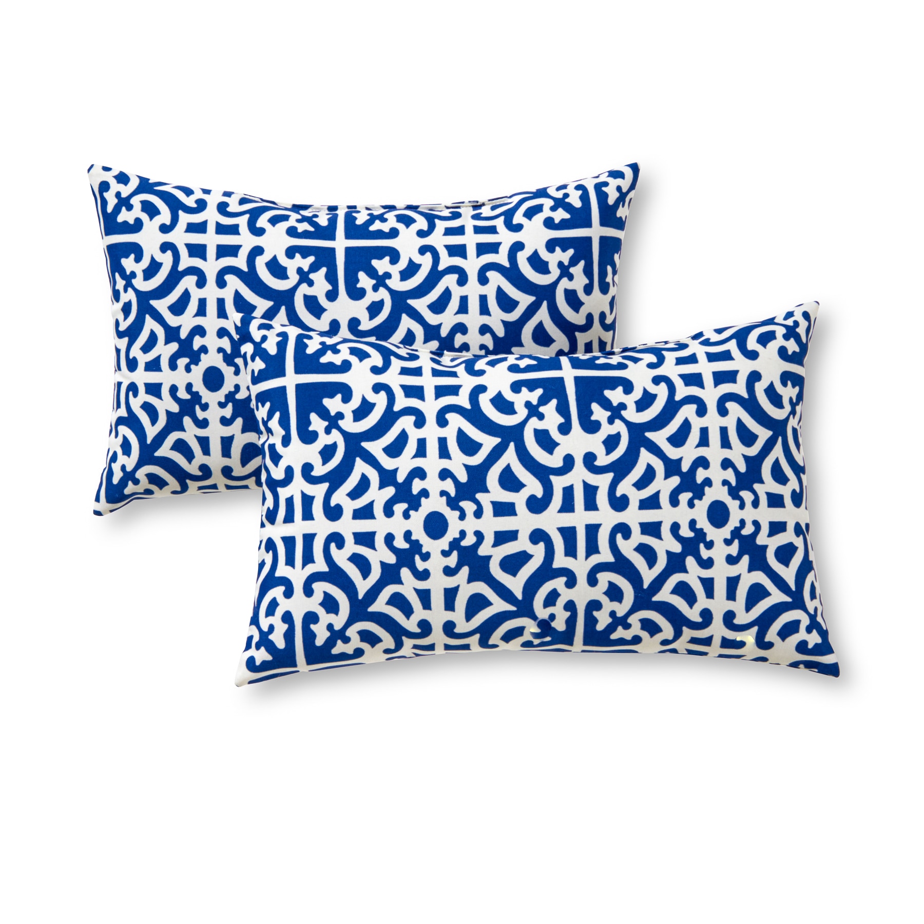 Greendale Home Fashions OC5811S2-INDIGO 2-Pack Geometric Indigo Rectangular Lumbar Pillow