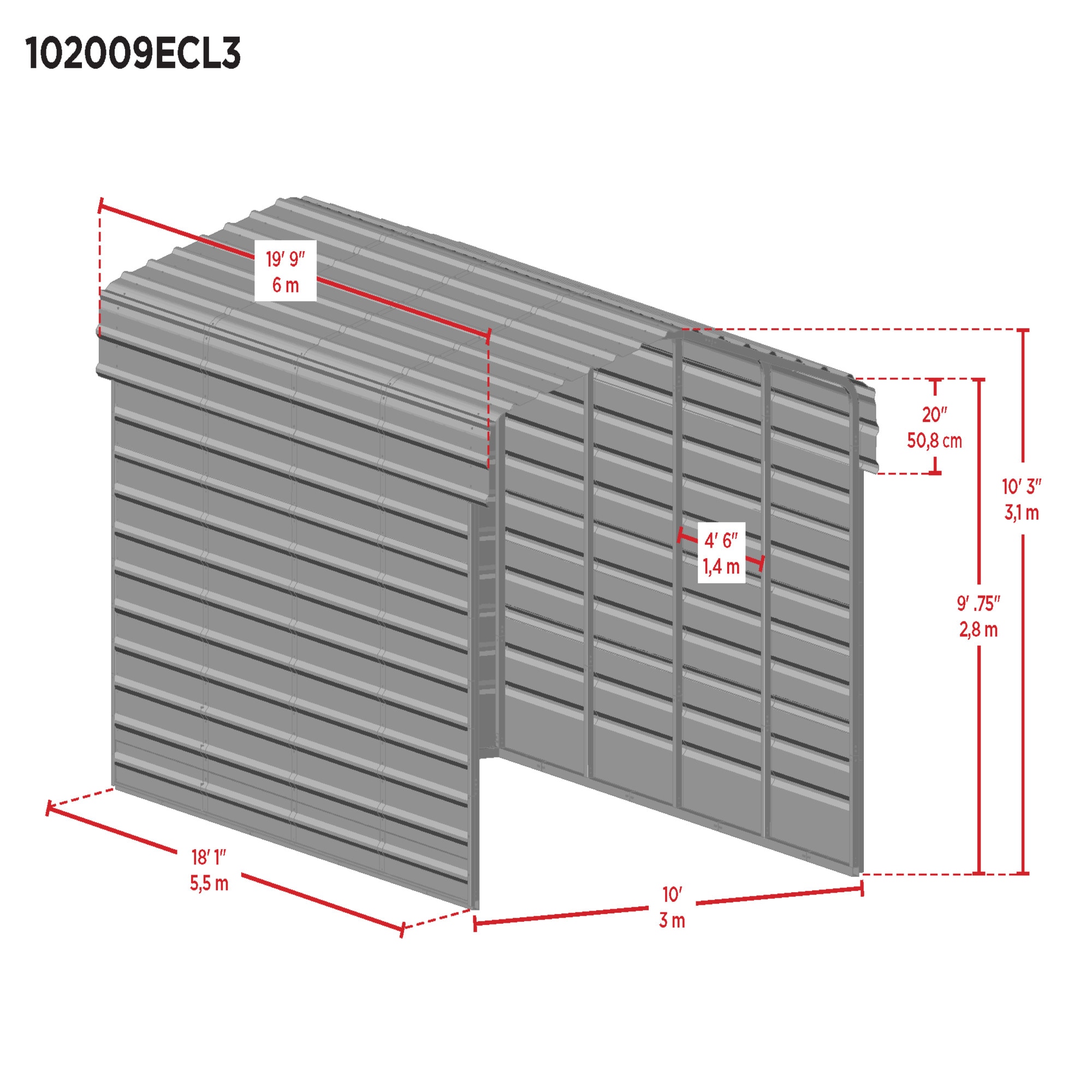 Arrow CPHC102009ECL3 Carport-Covers - View #3
