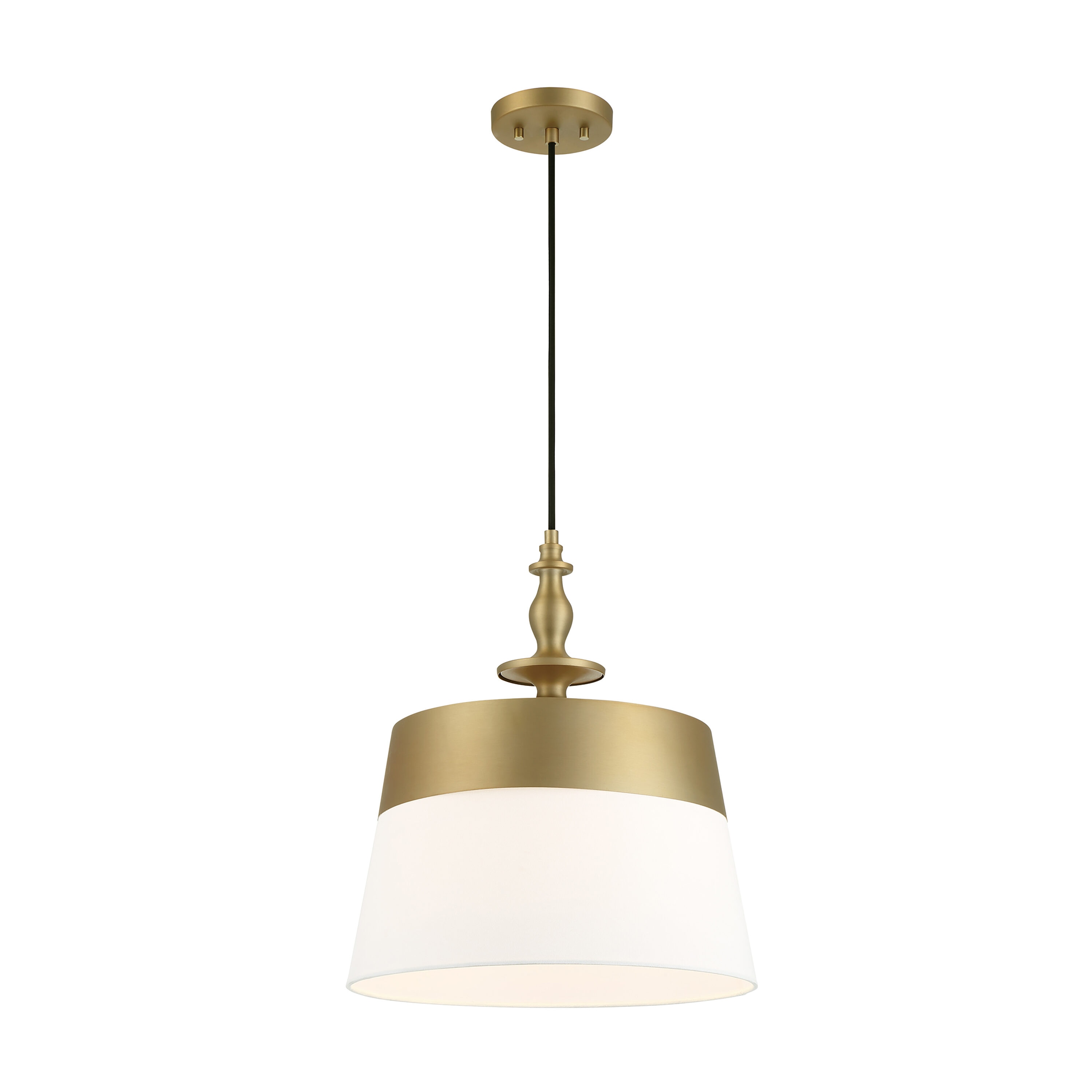 Ava Brushed Gold Drum Pendant Light with White Shade
