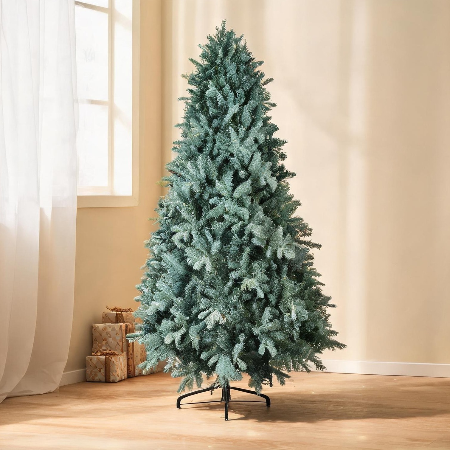 Naturefalls 5 ft Artificial Fir Christmas Tree with Memory Wire and Iron Wire Core PVC Needles Unlit Green