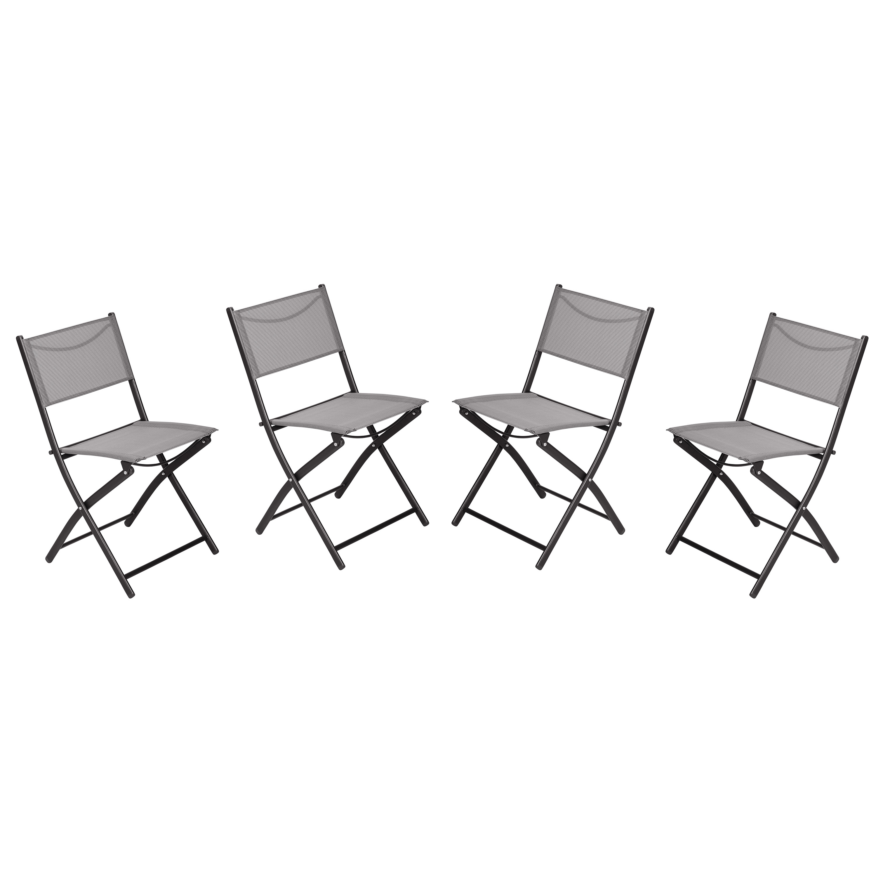 Flash Furniture 196861151262 Brazos Set of 4 Commercial Grade Indoor/Outdoor Folding Chairs with Gray Flex Comfort Material Backs and Seats and Black Metal Frames