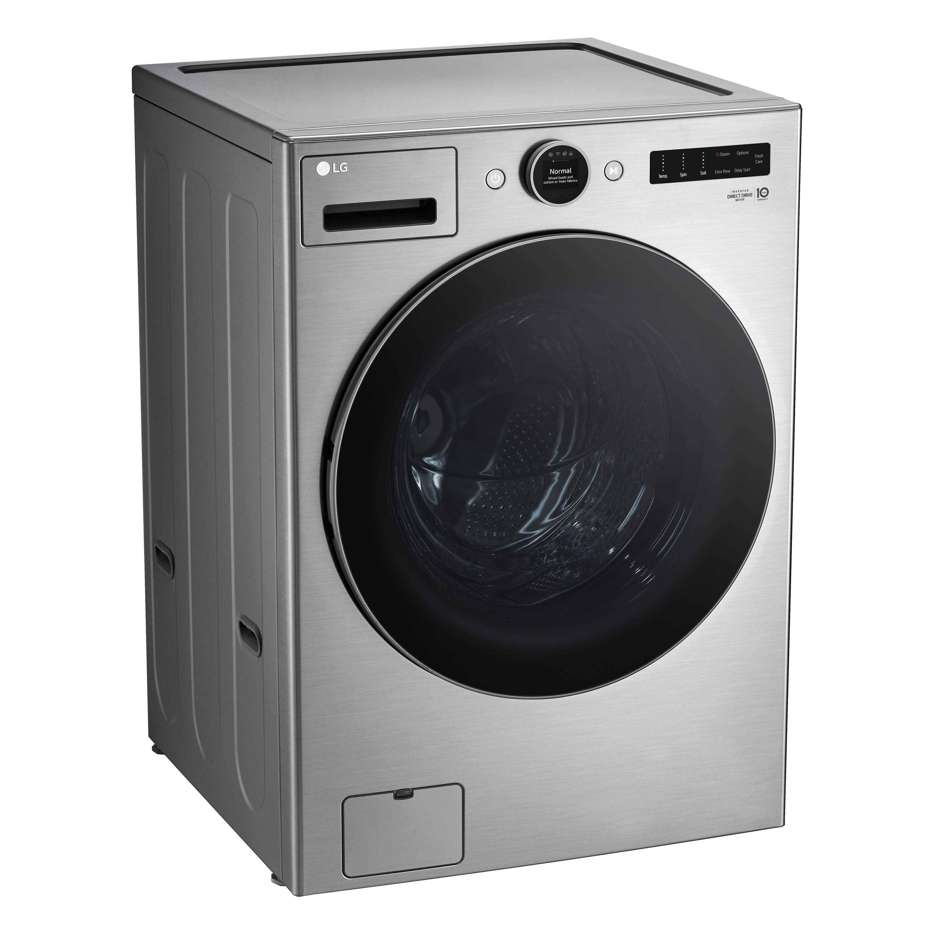 LG 4.5 Cu. Ft. Stackable SMART Front Load Washer in Black Steel