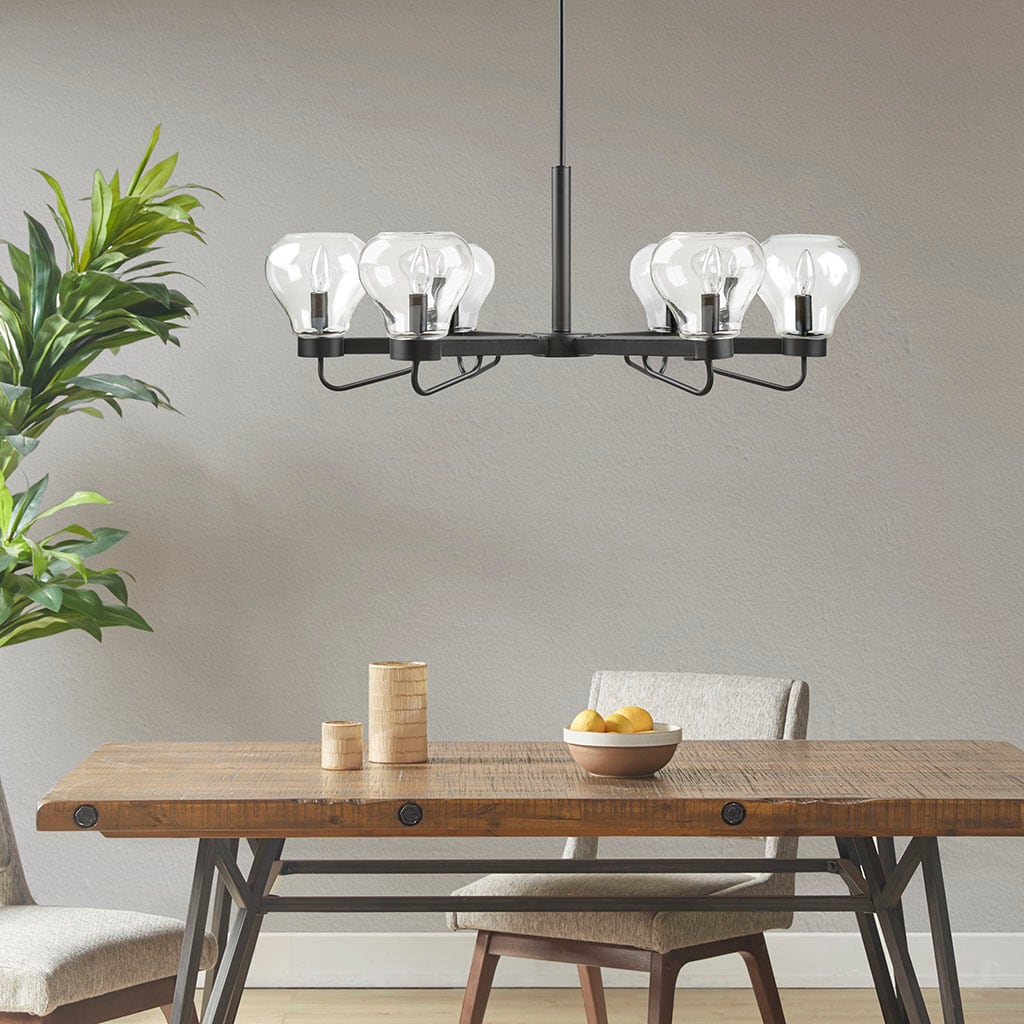 GDFStudio 343904 6-Light Chandelier with Bowl Shaped Glass Shades