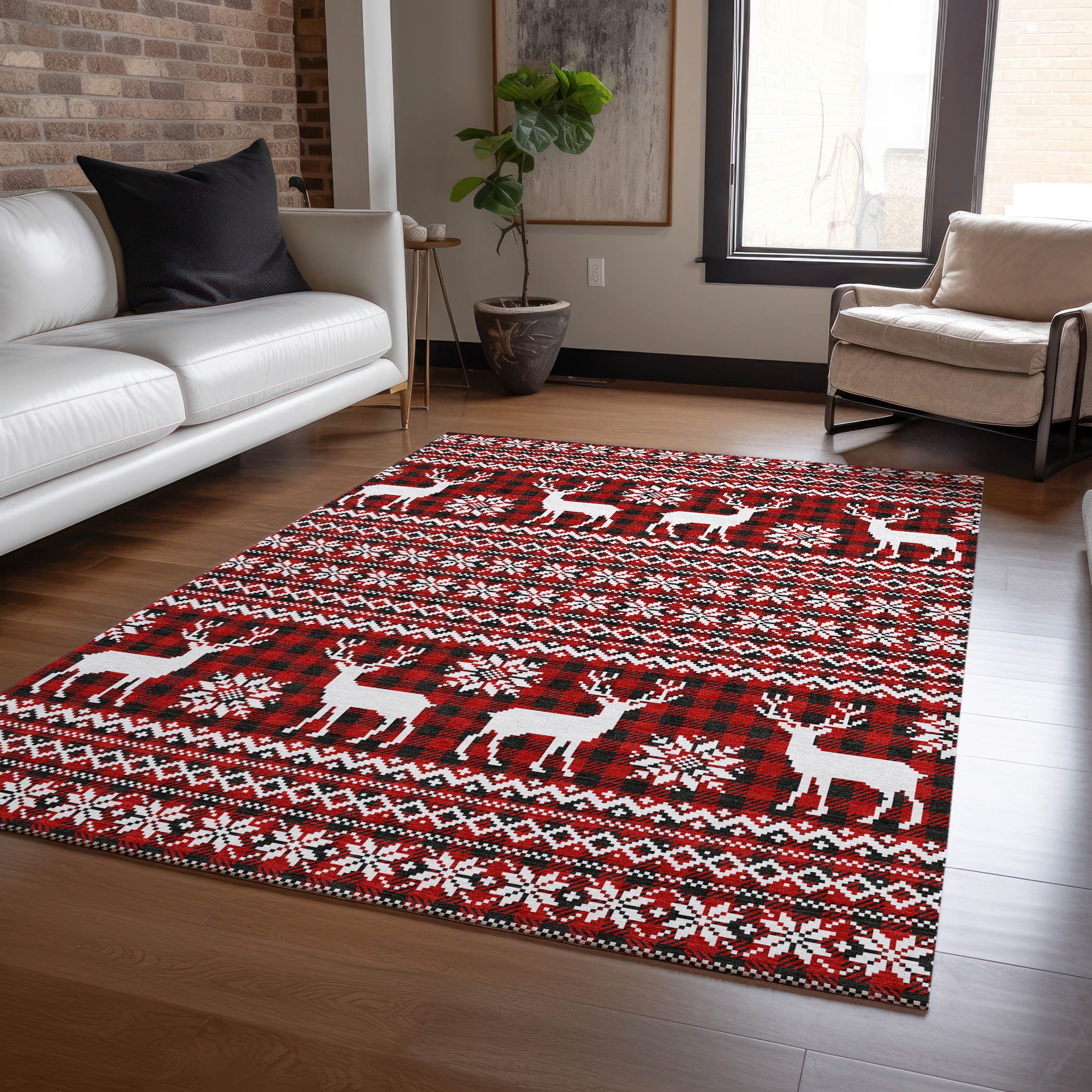 Addison Rugs ACN1820RD9X12 Chantille ACN1820RD 9 x 12 (ft) Loomed Polyester Red Rectangular Indoor/Outdoor Machine washable Area rug