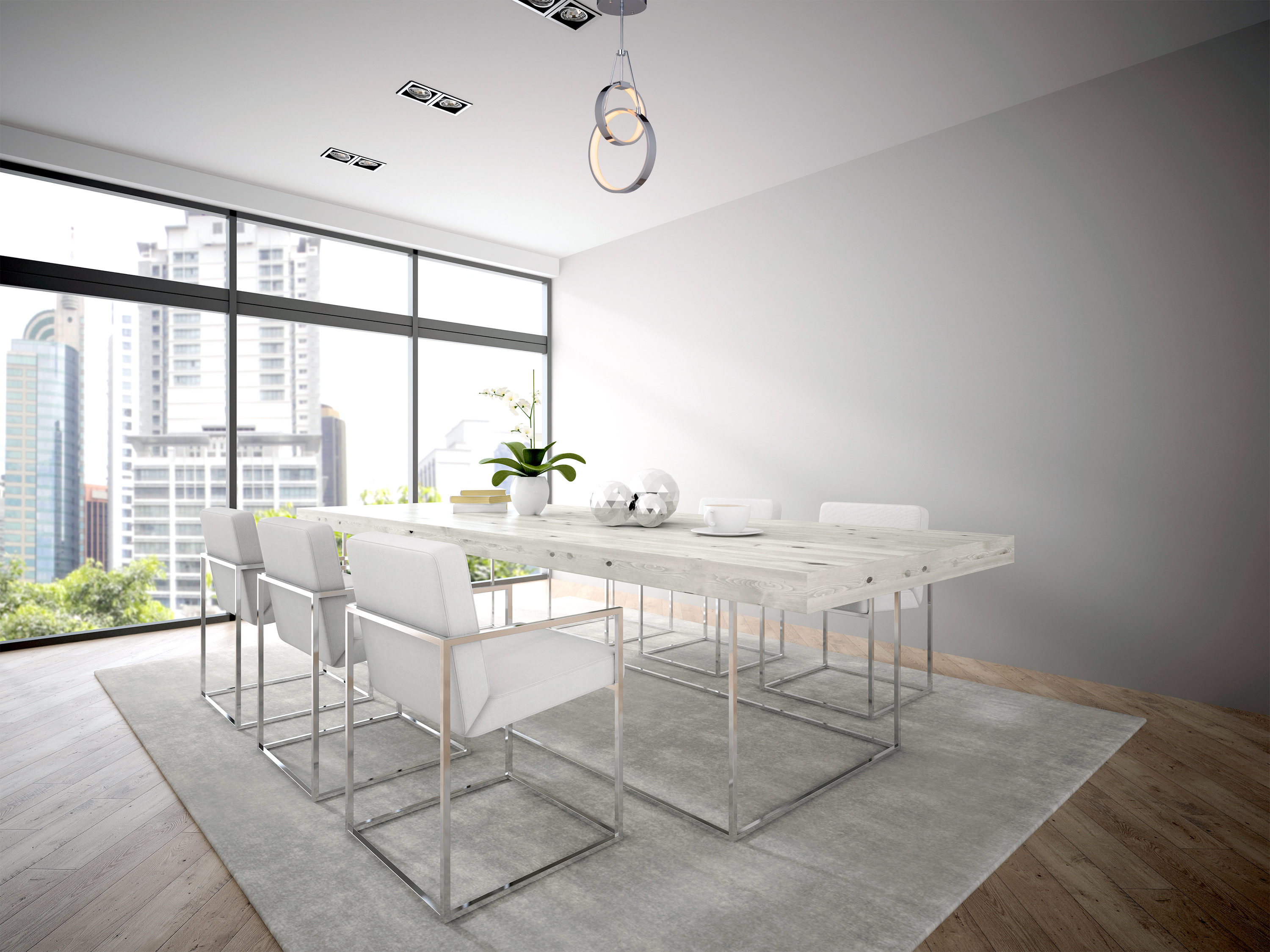 Chrome LED Two-Ring Modern Pendant Light