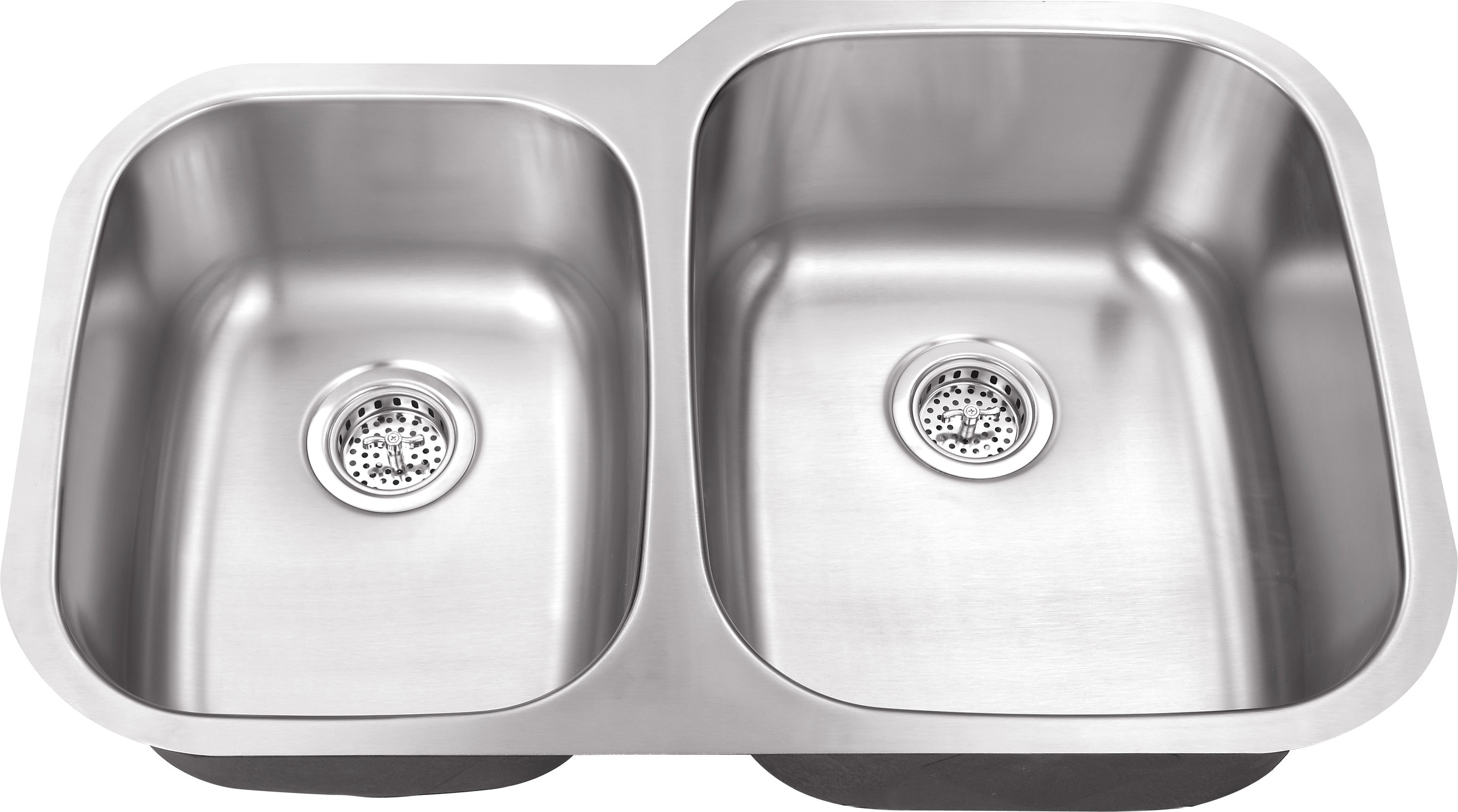 Ruvati Parmi Undermount 32.25-in x 18.875-in Brushed Stainless Steel Double  Offset Bowl Kitchen Sink in the Kitchen Sinks department at