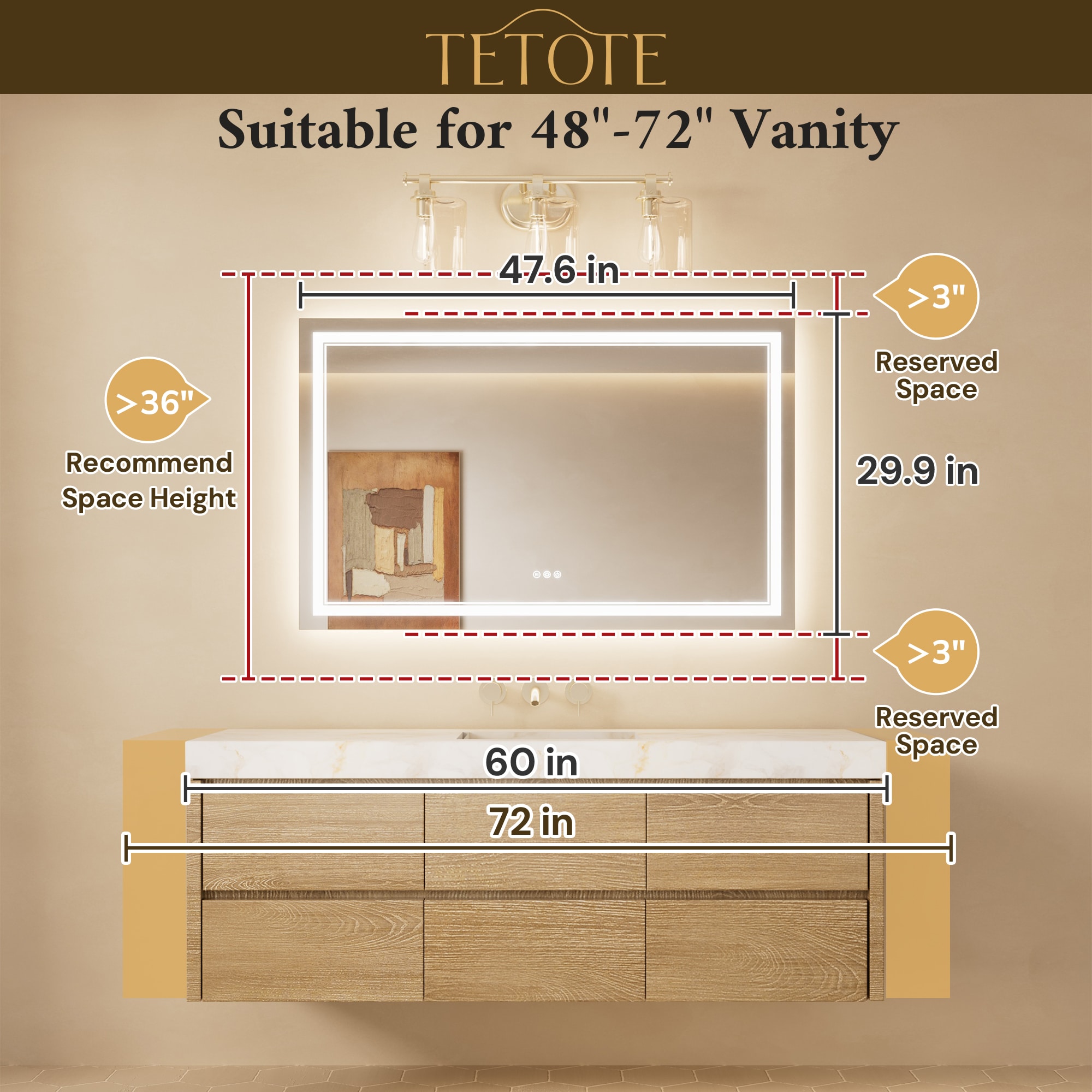 TETOTE LSC-TE-4830-B35 Framed-Bath-Mirrors - View #3