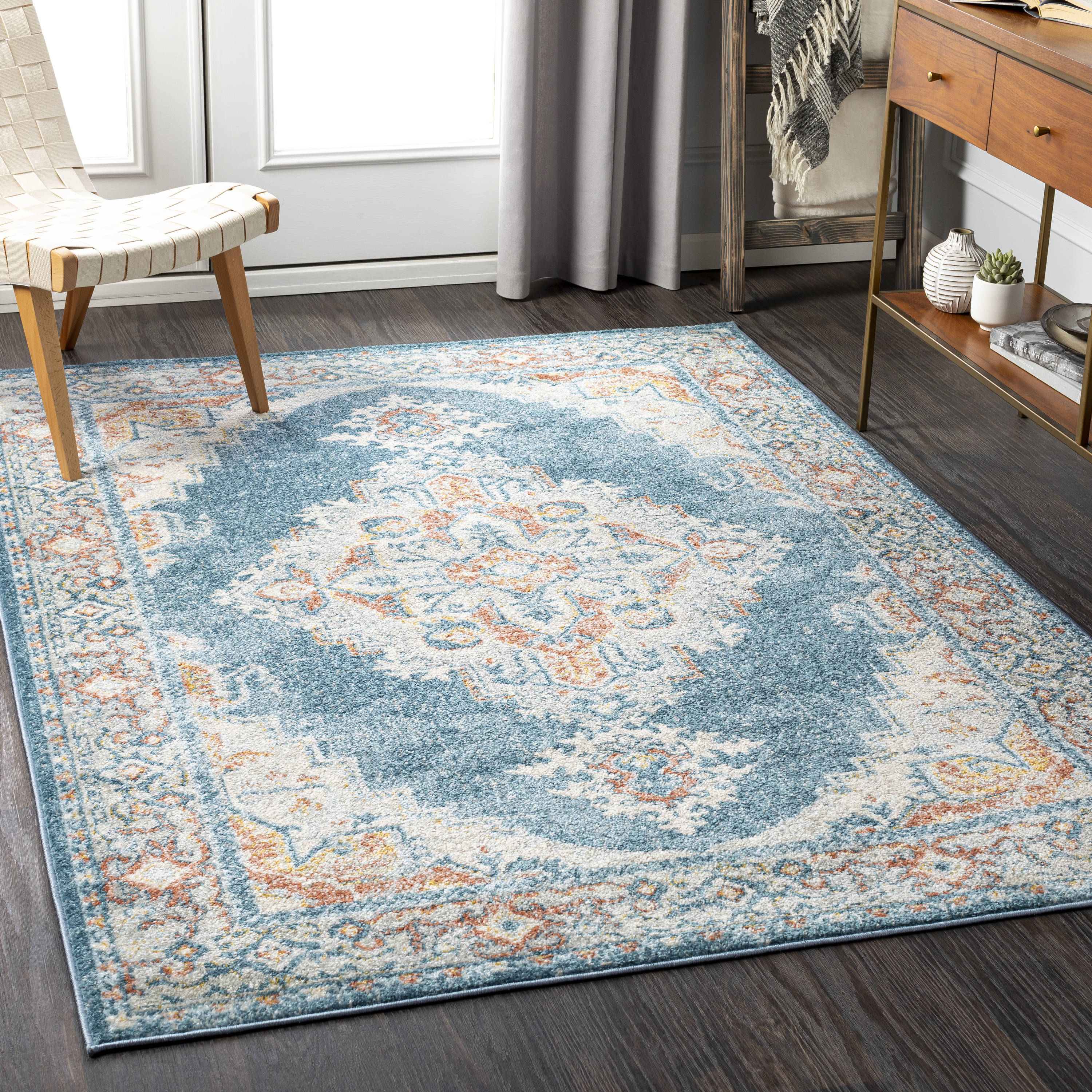 Surya Chester 8 x 10 Pale Blue Indoor Medallion Oriental Area Rug in ...