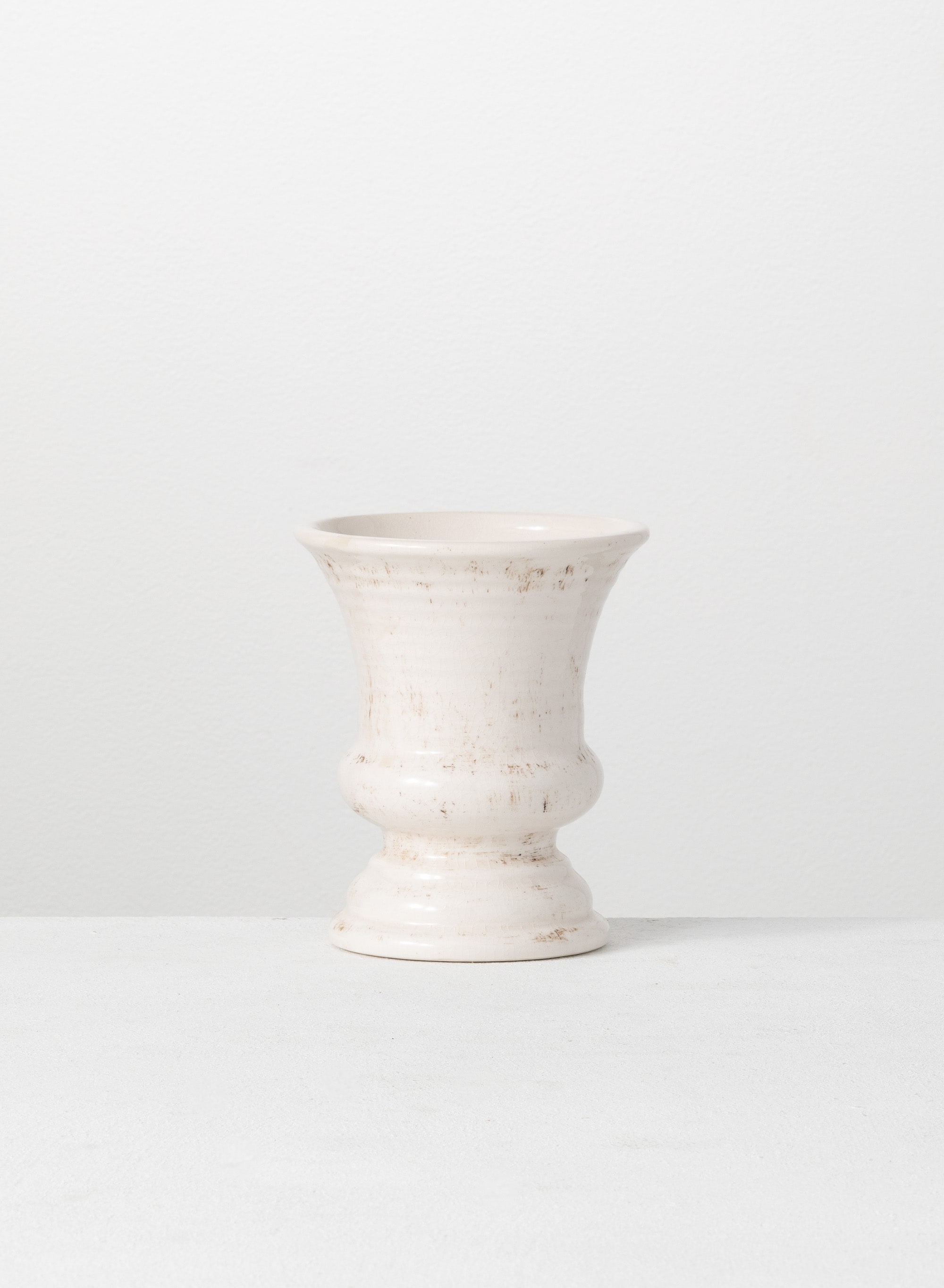 Sullivans CM2339 Round 5.0-in W x 6-in H x 5-in D White Ceramic Indoor Planter
