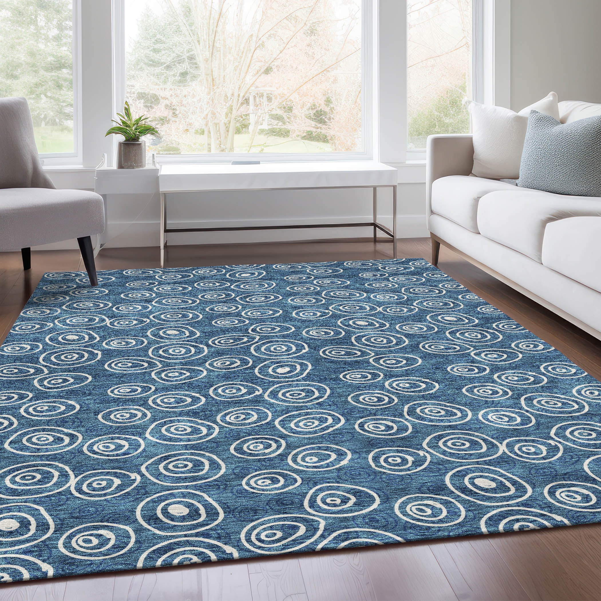 Addison Rugs ACN728BU9X12 Chantille ACN728BU 9 x 12 (ft) Polyester Blue Rectangular Indoor/Outdoor Geometric Machine washable Area rug