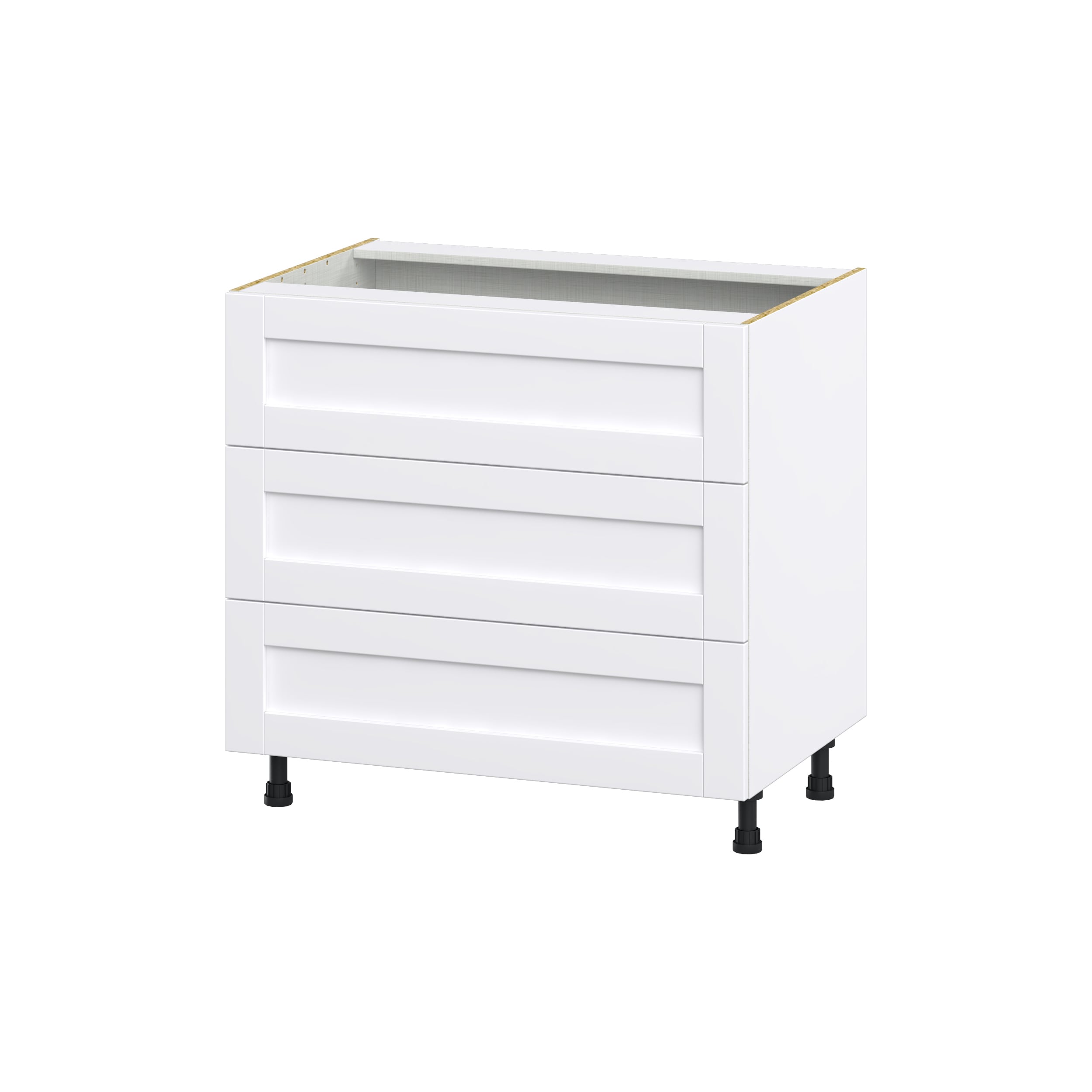 Hugo&Borg Rosemont 36-in W x 34.5-in H x 24-in D Glacier White 3-Drawer Base Fully Assembled Cabinet