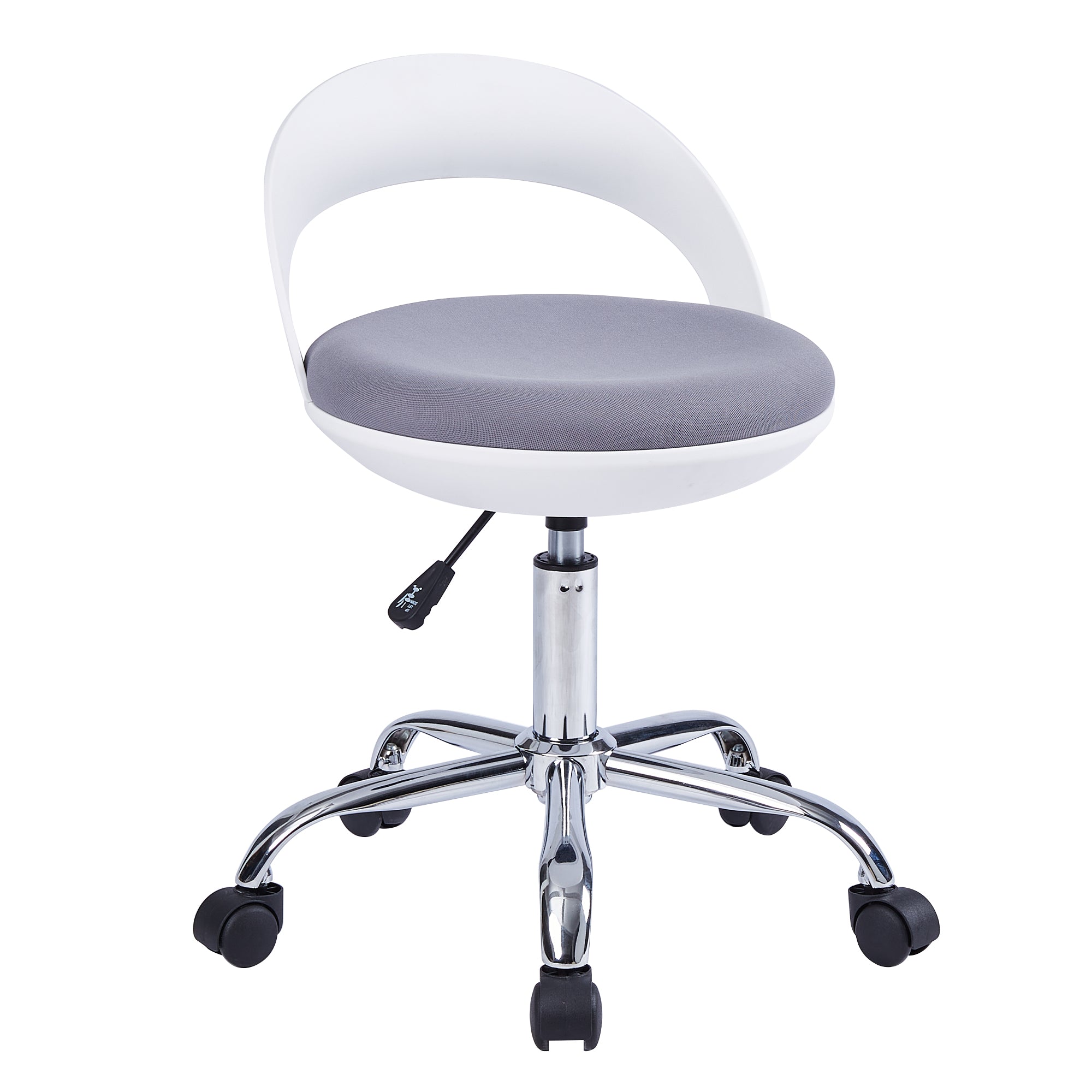 Vecelo LOE-OC25-GRY Adjustable Swivel Drafting Work SPA Task Chair With Wheels Round Rolling Office Stool With Back Rest