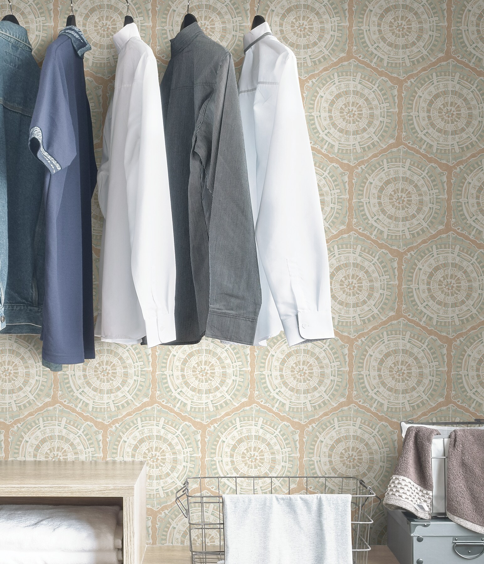 Peach Geometric Self-Adhesive Removable Wallpaper Roll