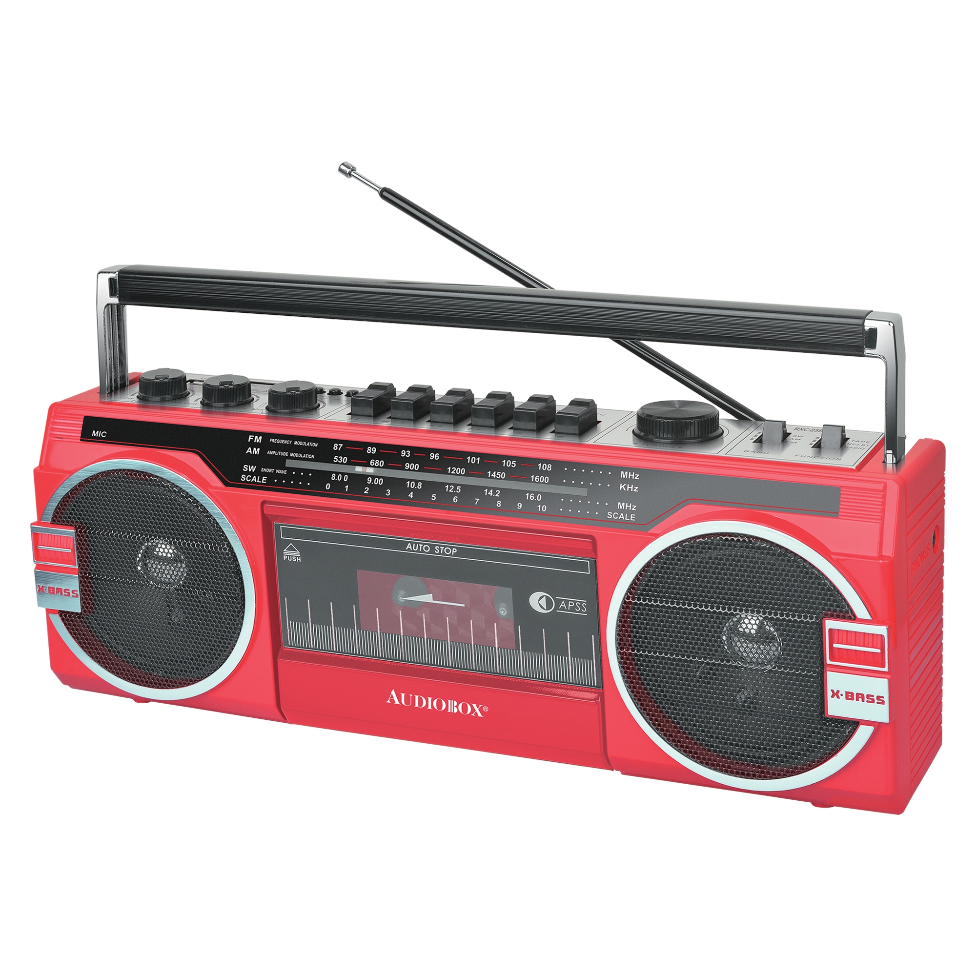 Riptunes Boombox Radio Cassette Player Recorder, AM/FM -SW1/SW2 Radio,  Wireless Streaming, USB/Micro SD Slots, Aux in, Headphone Jack, Convert
