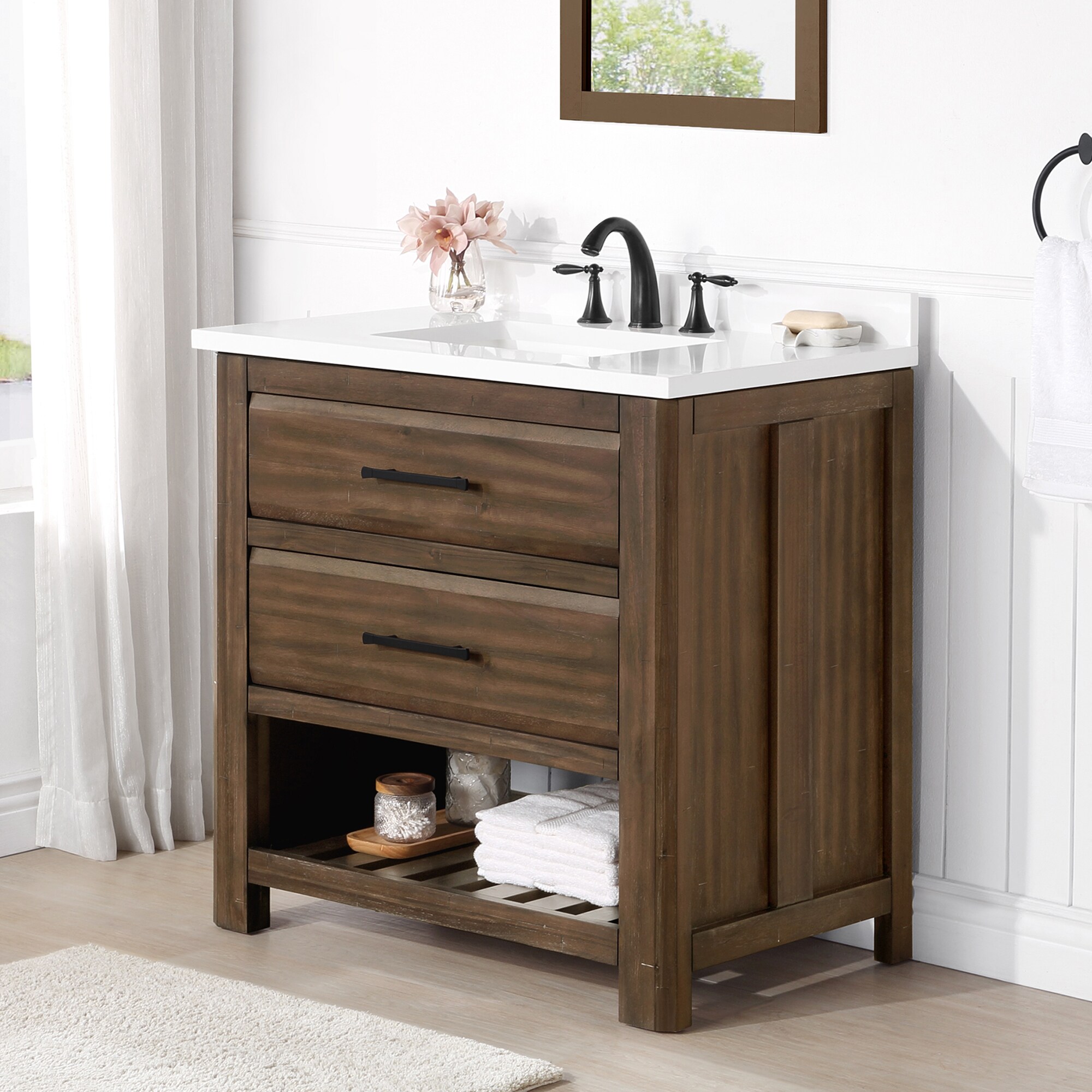 allen + roth Norris 36-in Rustic Almond Latte Undermount Single Sink ...