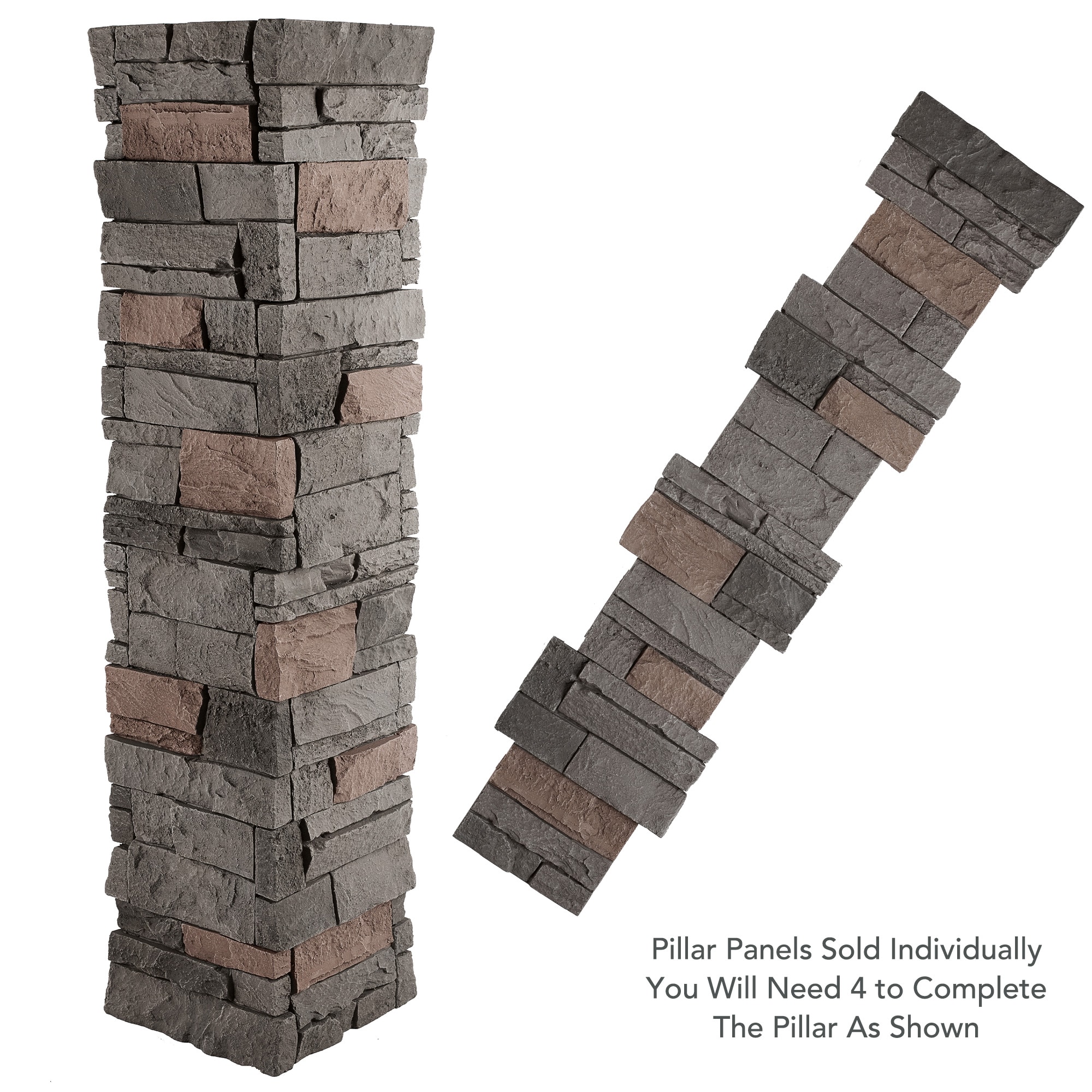 GenStone GenStone Stacked Stone Pillar Panel 3.28-sq ft Coffee Faux ...