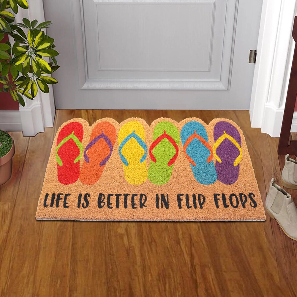 Style Selections WG-1830-FIGFLIP 2-ft x 2-ft Natural Coir/Latex Irregular Indoor or outdoor Decorative Spring Door mat