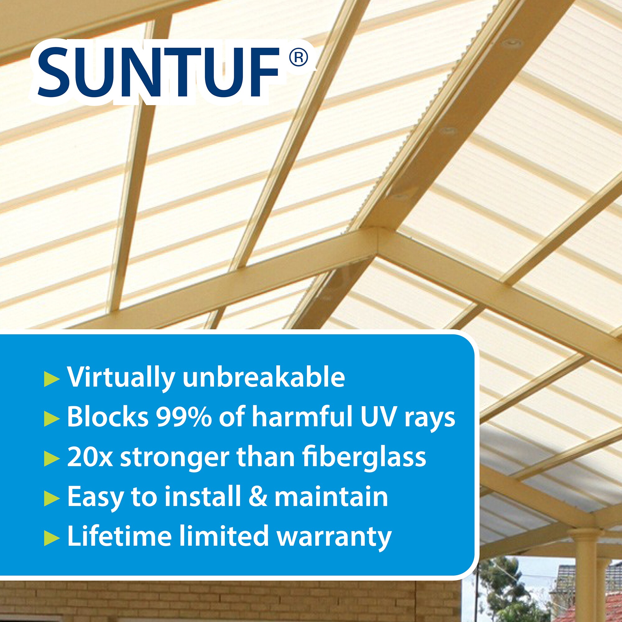 SUNTUF Suntuf 2-ft x 12-ft Corrugated Clear Polycarbonate plastic Roof Panel