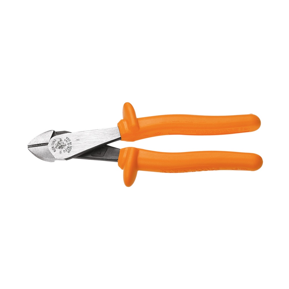 Klein Tools D200048INS Diagonal Cutting Pliers, Insulated, Heavy-Duty, Angled Head, 8-Inch