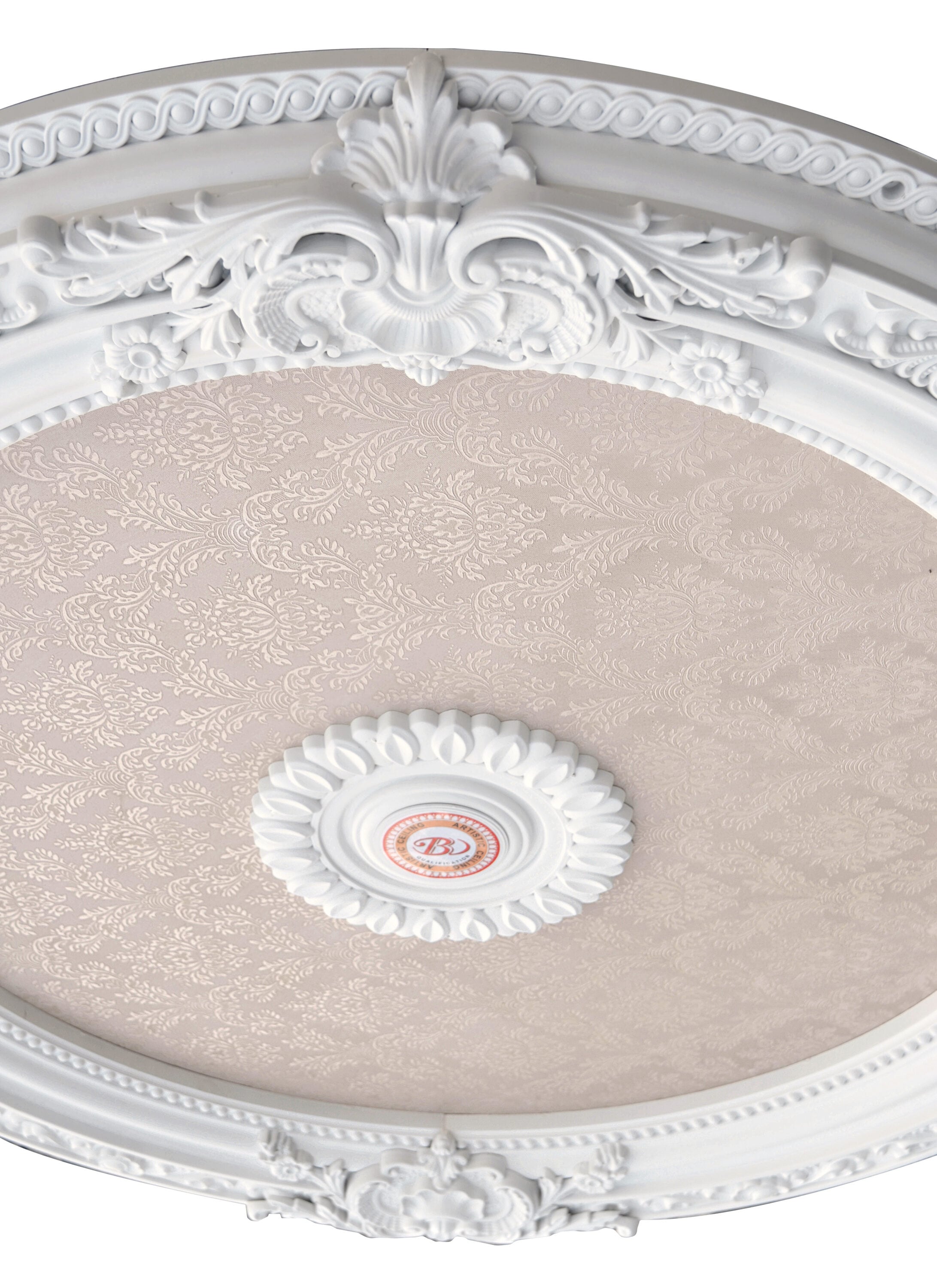 Blanco 36" White and Beige Polystyrene Chandelier Ceiling Medallion