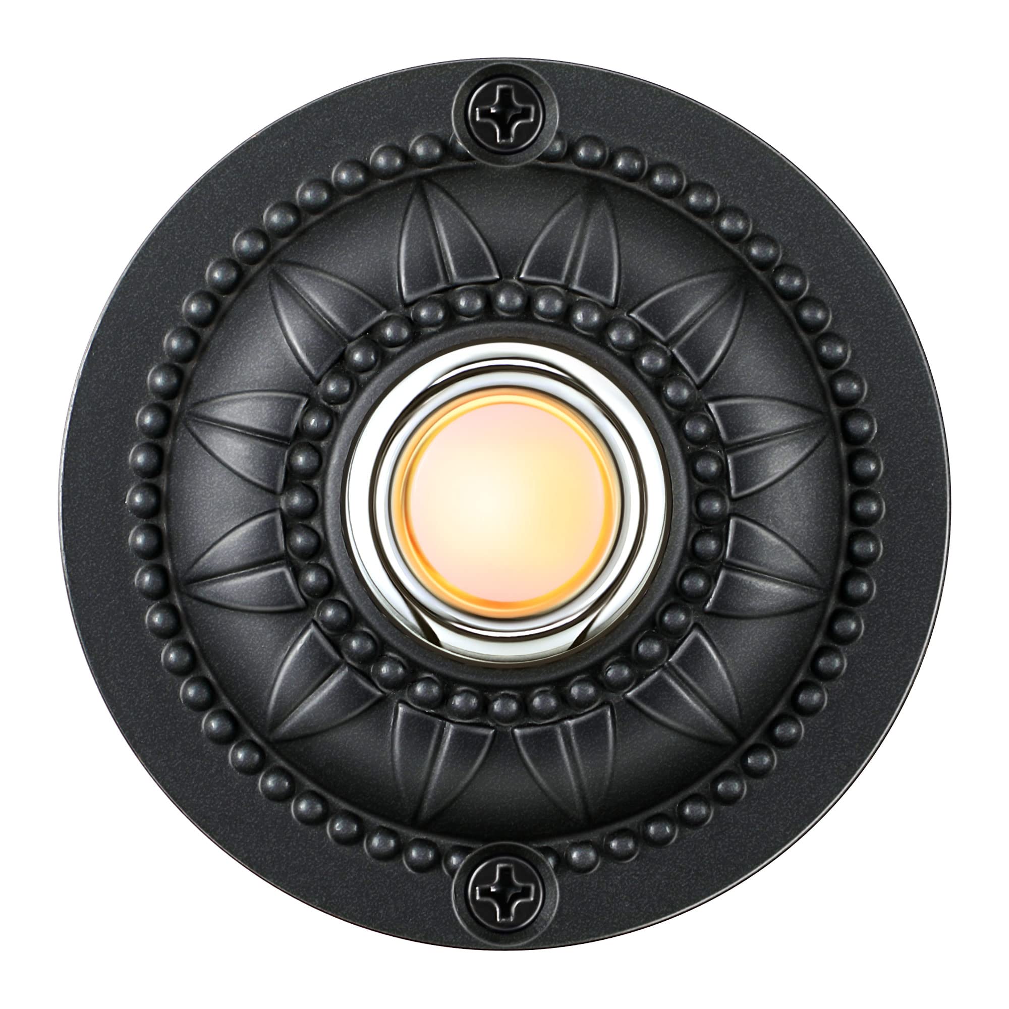 Aoibox  Round Black Metal LED Lighted Doorbell Push Button Wired Low Voltage Replacement Switch for Garage Doors