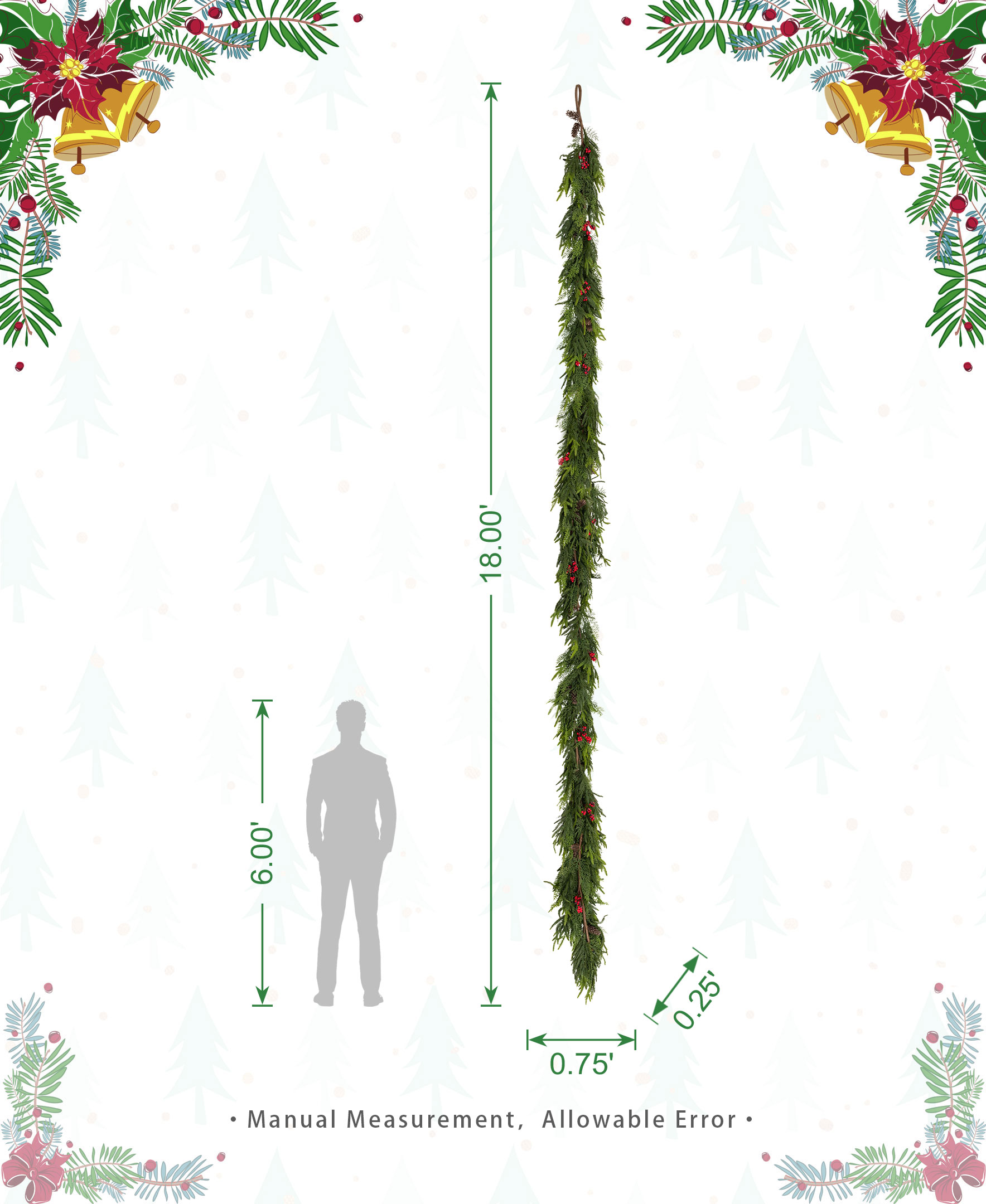 Glitzhome 2016000101 Artificial-Christmas-Garland - View #4