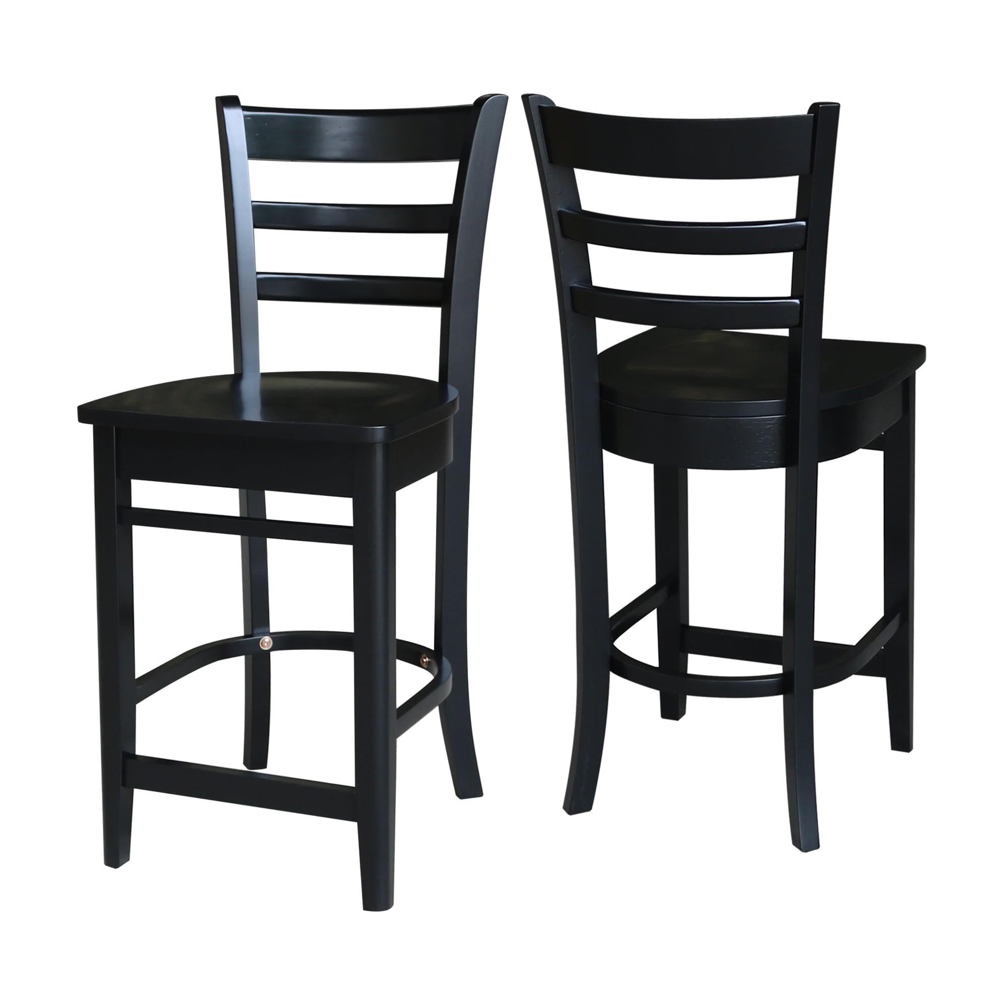 Emily Black Solid Wood Counter Height Barstool