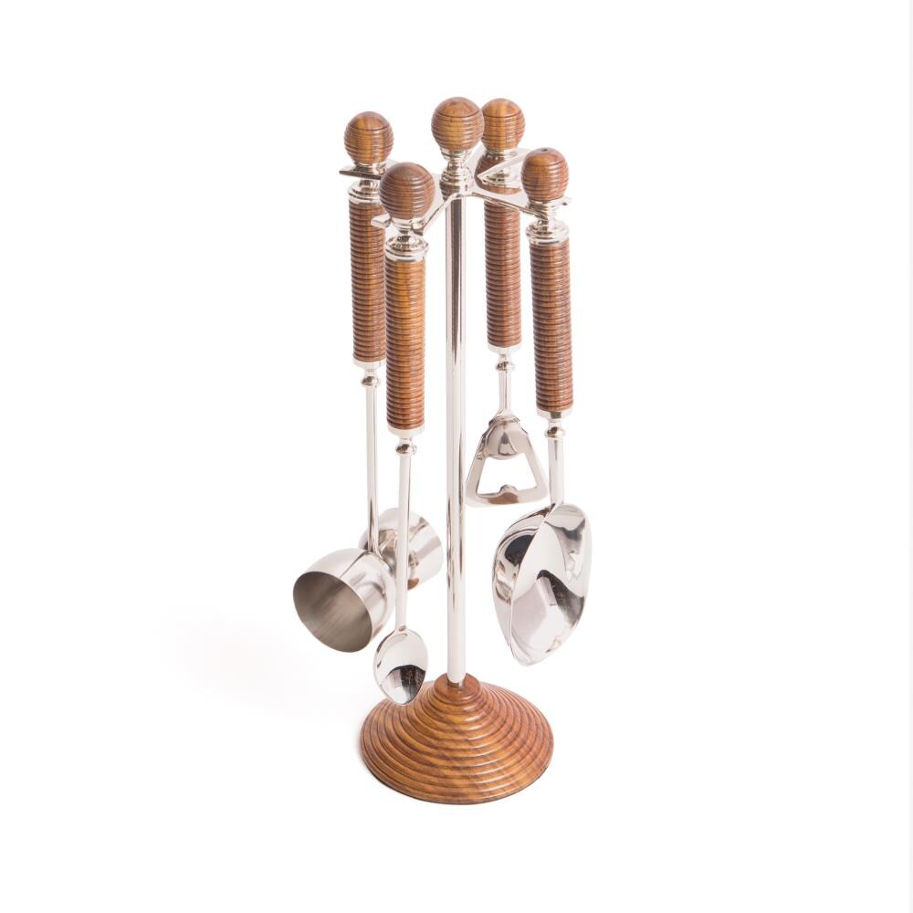 GO Home 21191 Polished Nickel and Brown Drink Stirrer and Jigger Set