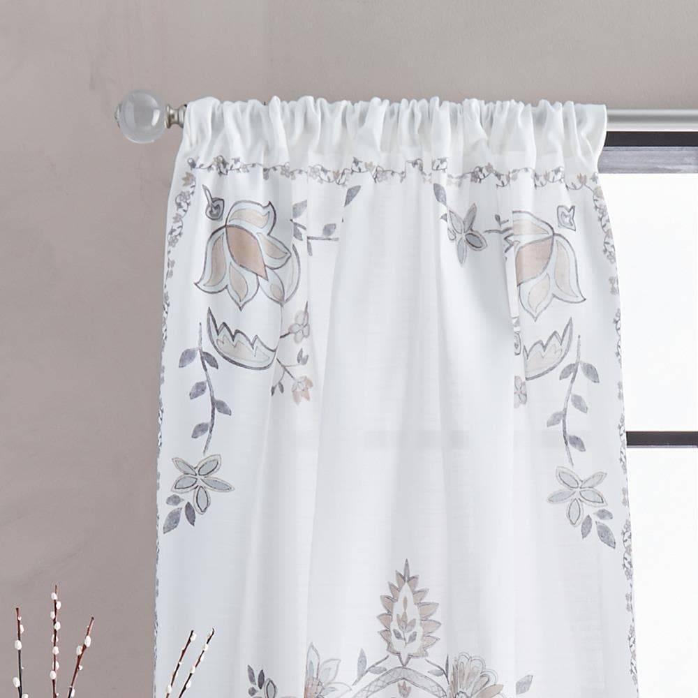 CHF 95-in Linen Polyester Light Filtering Rod Pocket Single Curtain ...