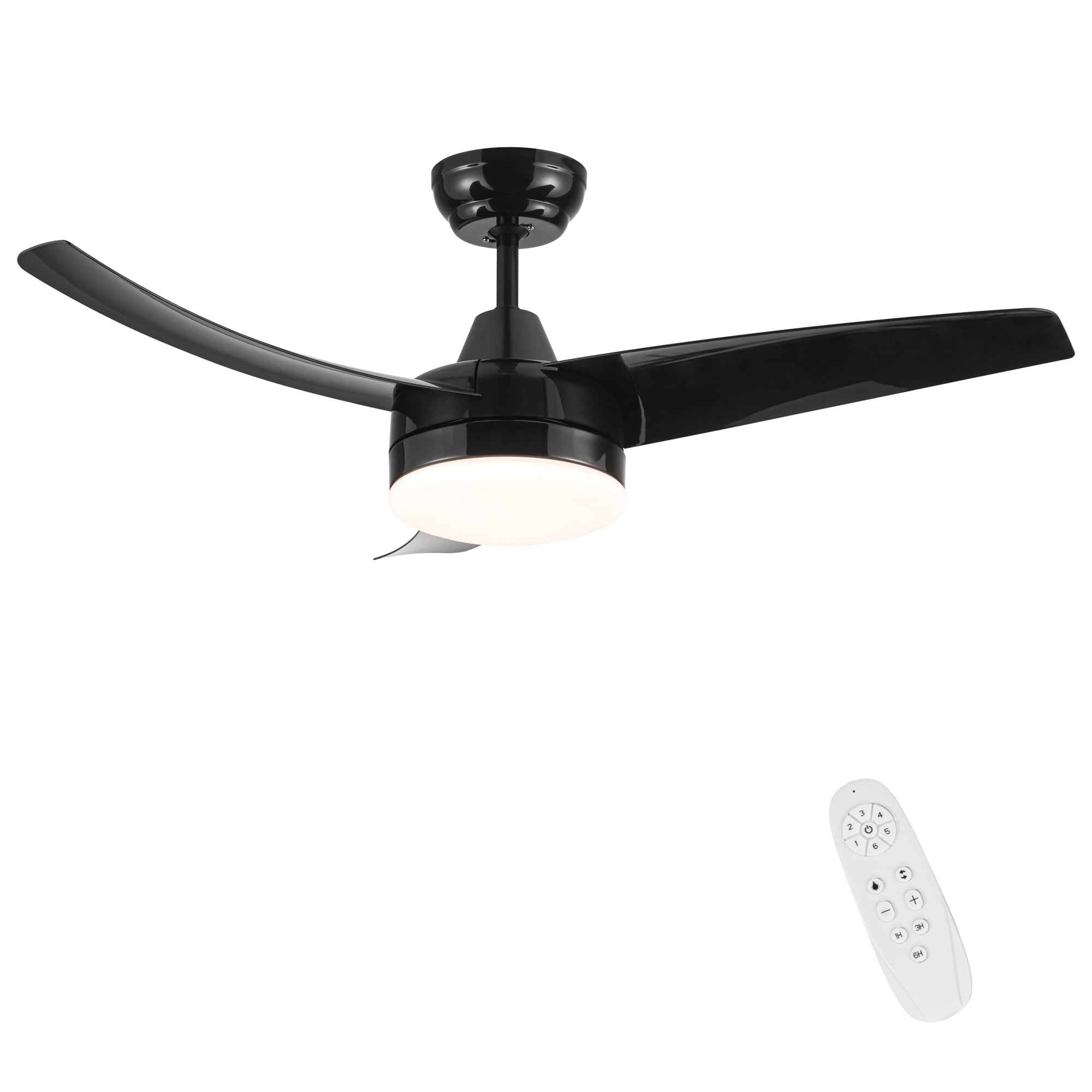 Yardreeze YHCF22BK3YE0407 42-in Color-Changing Integrated LED Black with ABS Blades Ceiling Fan With Light - Remote Included ( 3 -Blade )