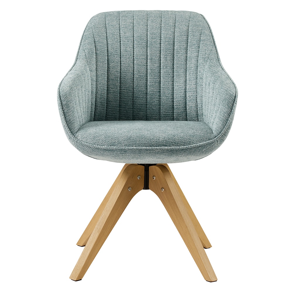 Mid-Century Light Blue Swivel Accent Chair with Beech Wood Legs