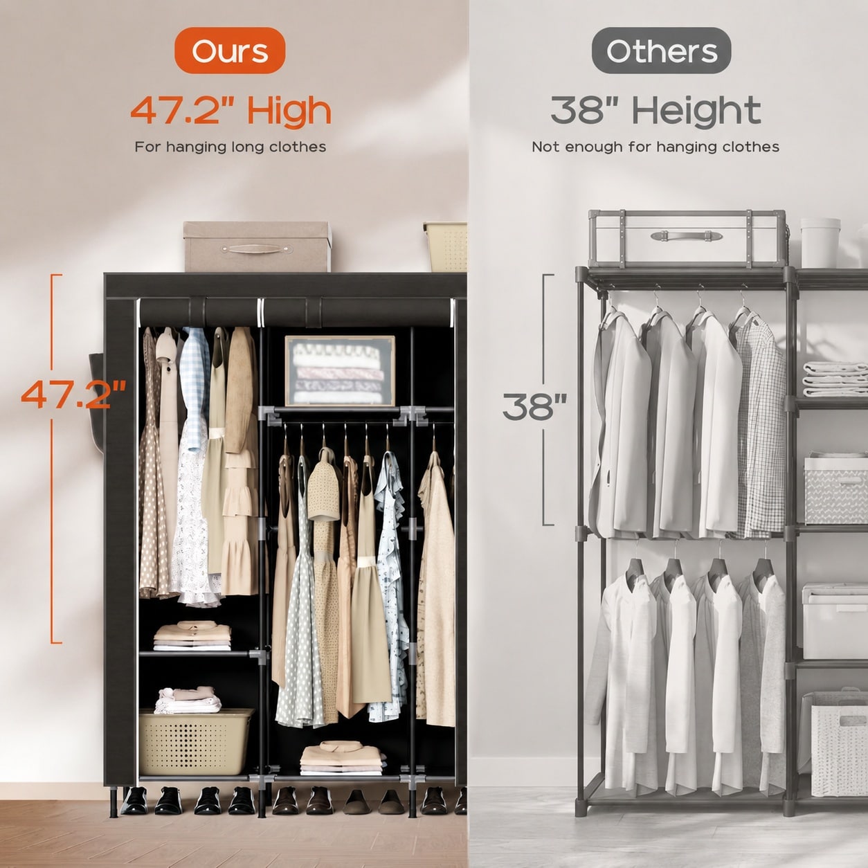 KIWDZFU Portable Closet Large Capacity Wardrobe Closet with Cover ...