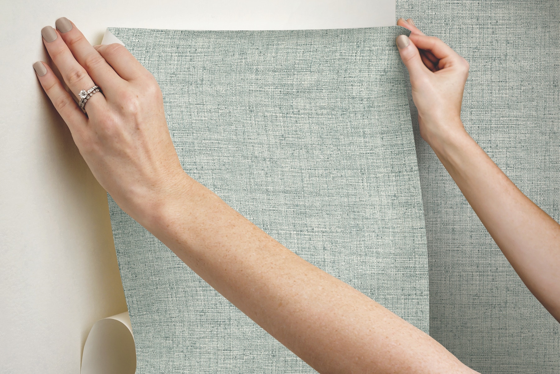 Blue Papyrus Weave Peel and Stick Grasscloth Wallpaper