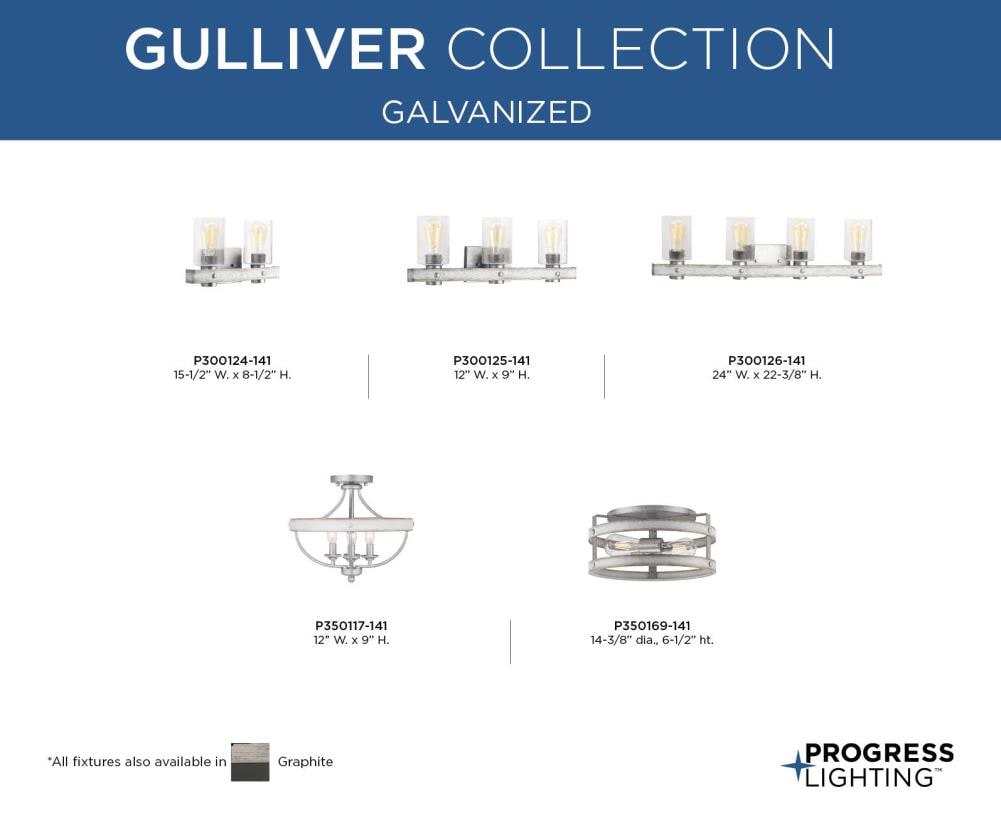 Gulliver Whitewashed Galvanized 2-Light Farmhouse Flush Mount Ceiling Light