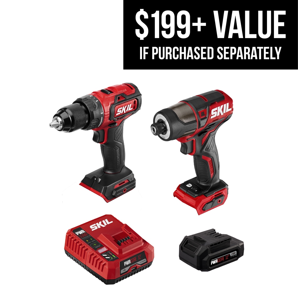 SKIL CB742901 12-volt 2-Tool Brushless Power Tool Combo Kit (1-Battery Included and Charger Included)