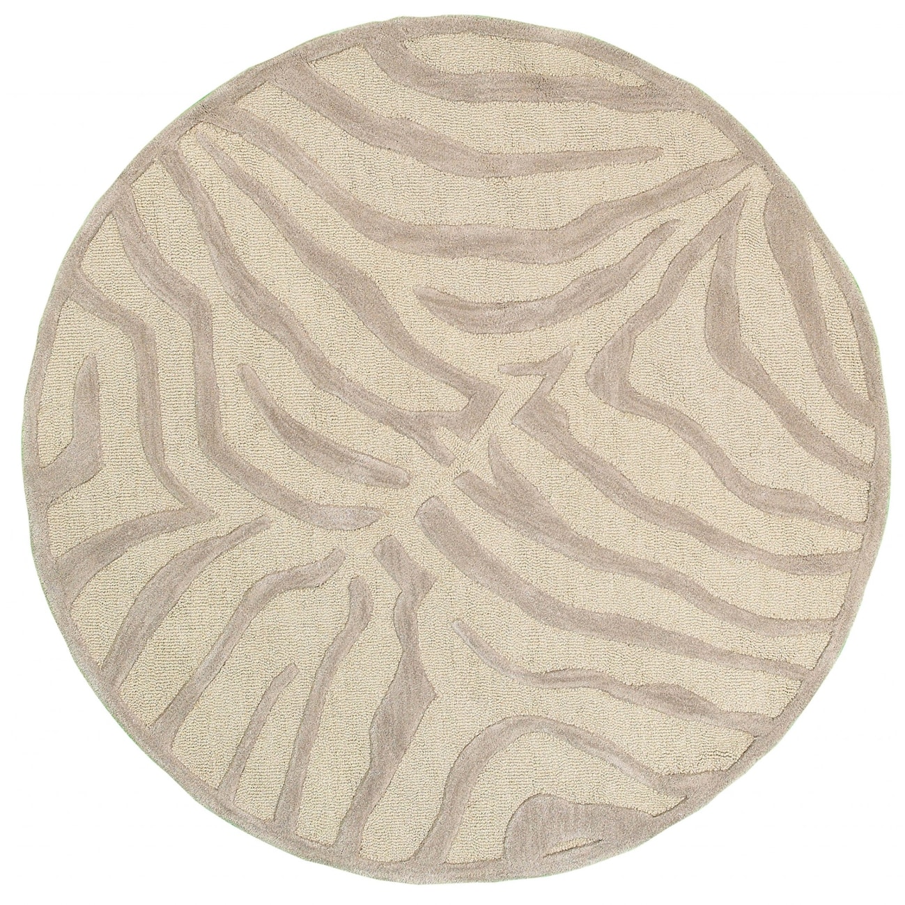 HomeRoots 4000395618 8 x 8 (ft) Tufted Wool Taupe Gray Round Indoor Area rug