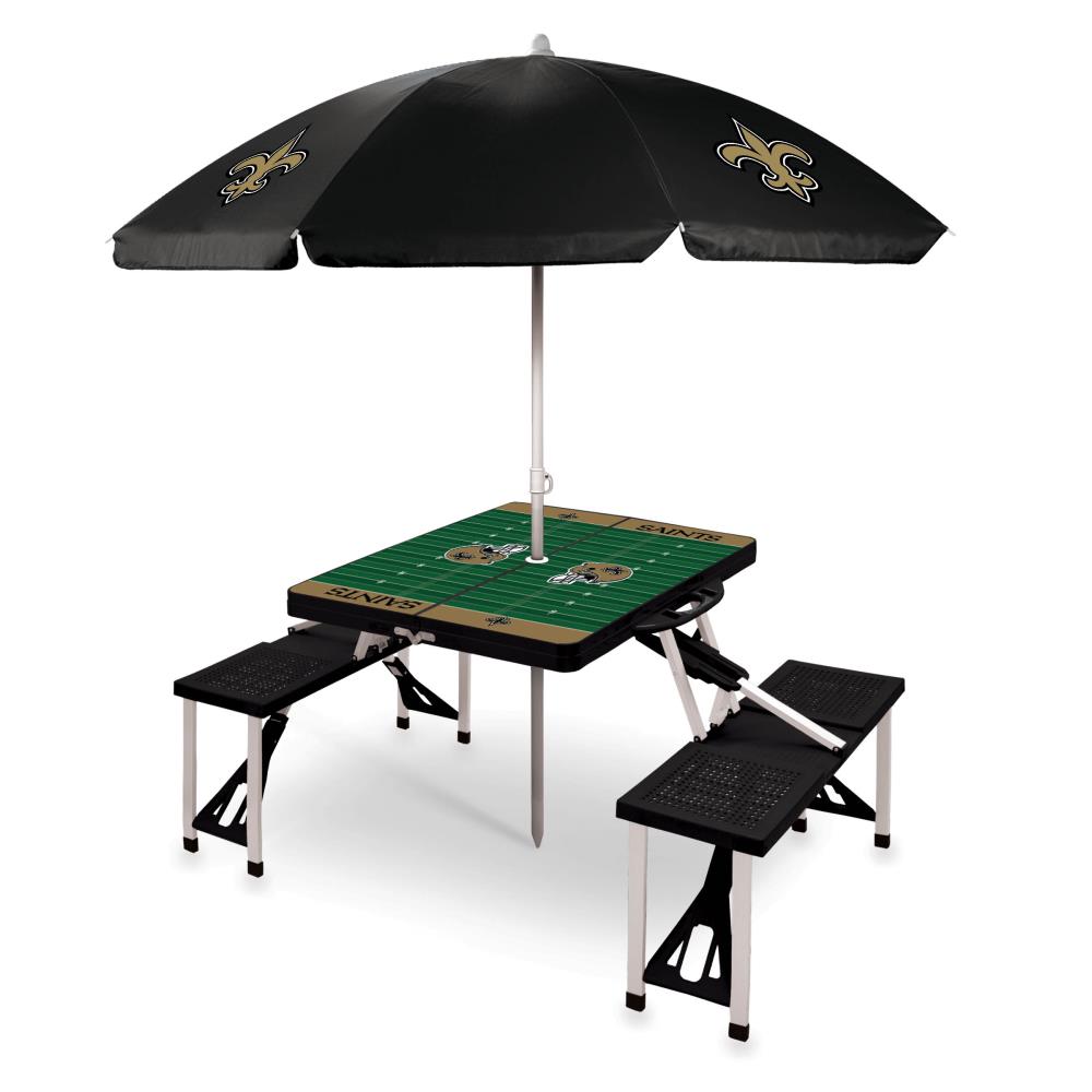 Picnic Time 811-02-175-205-2 New Orleans Saints 54-in Black Plastic Rectangle Folding Picnic Table
