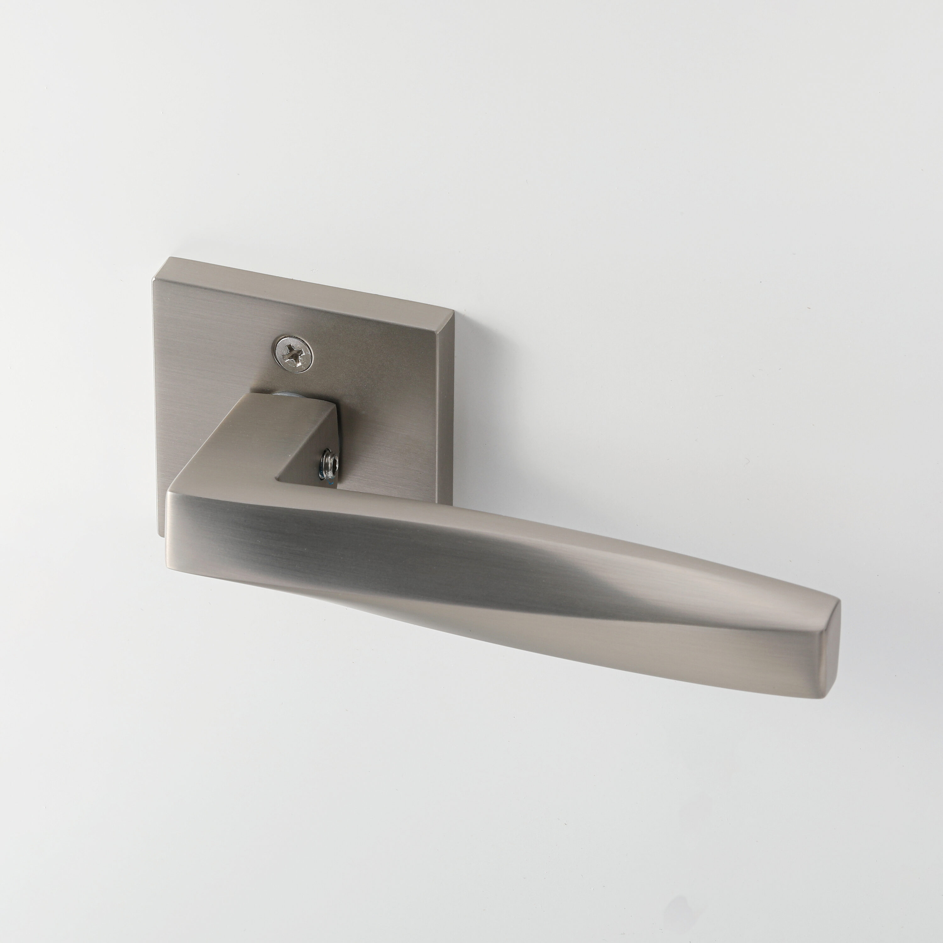 Satin Nickel Square Backplate Modern Interior Door Lever