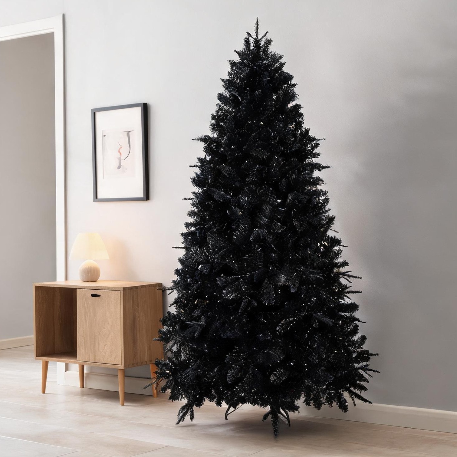 Naturefalls Indoor Black Christmas Tree 45-Inch Fir with Mixed PE/PVC Tips Corded Electric Unlit