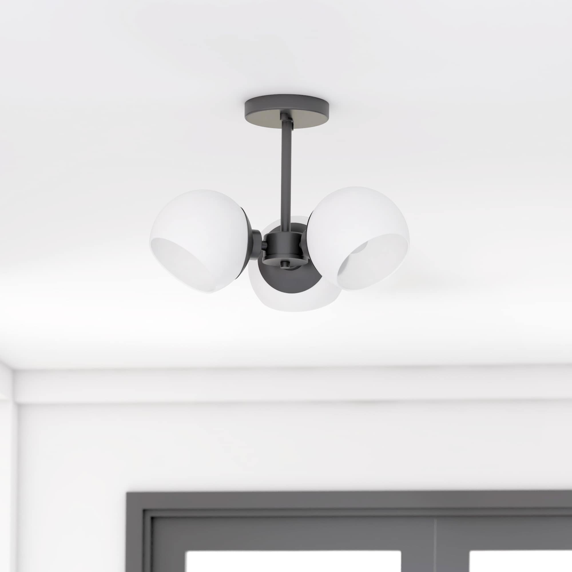 Prominence Home 51878-26 Stoll 3 -Light 16.75-in Matte Black Semi Flush Mount Light
