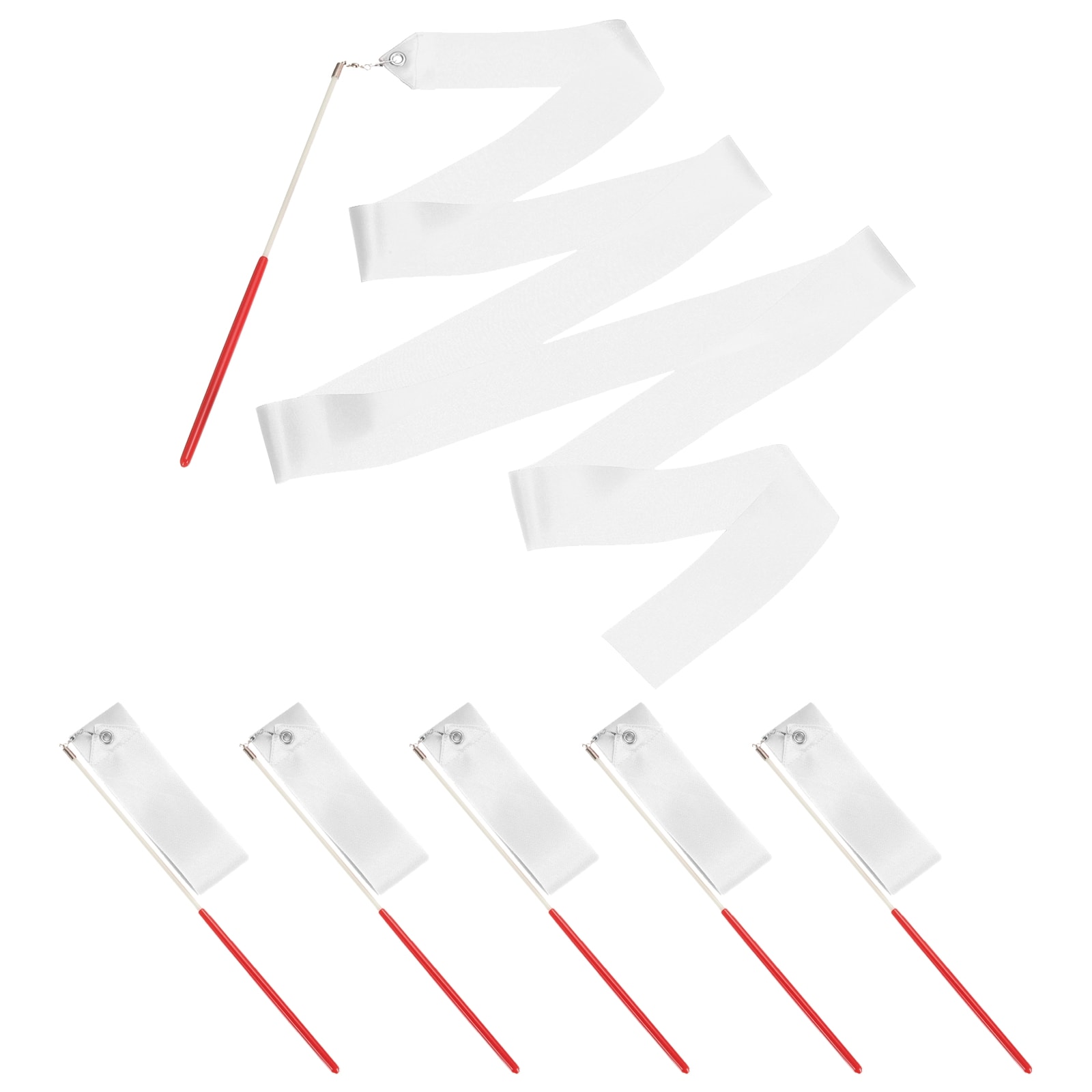 PATIKIL Dance Ribbons 6pcs 78.7inch Gymnastics Dance Streamers with Non-Slip Wand Dance Flags for Gifts Dancing Talent Shows Baton Twirling White