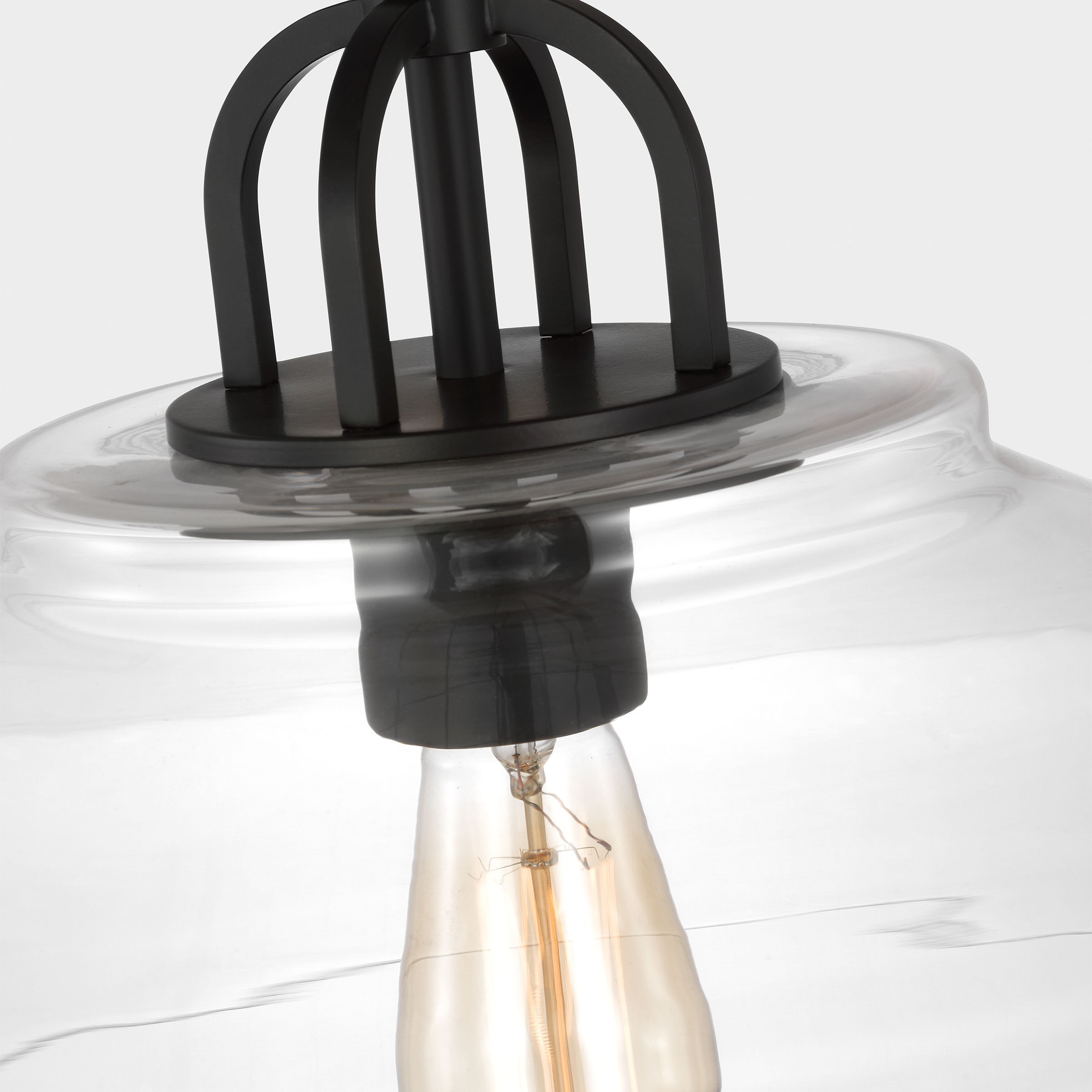 Midnight Black Clear Glass Industrial Pendant Light