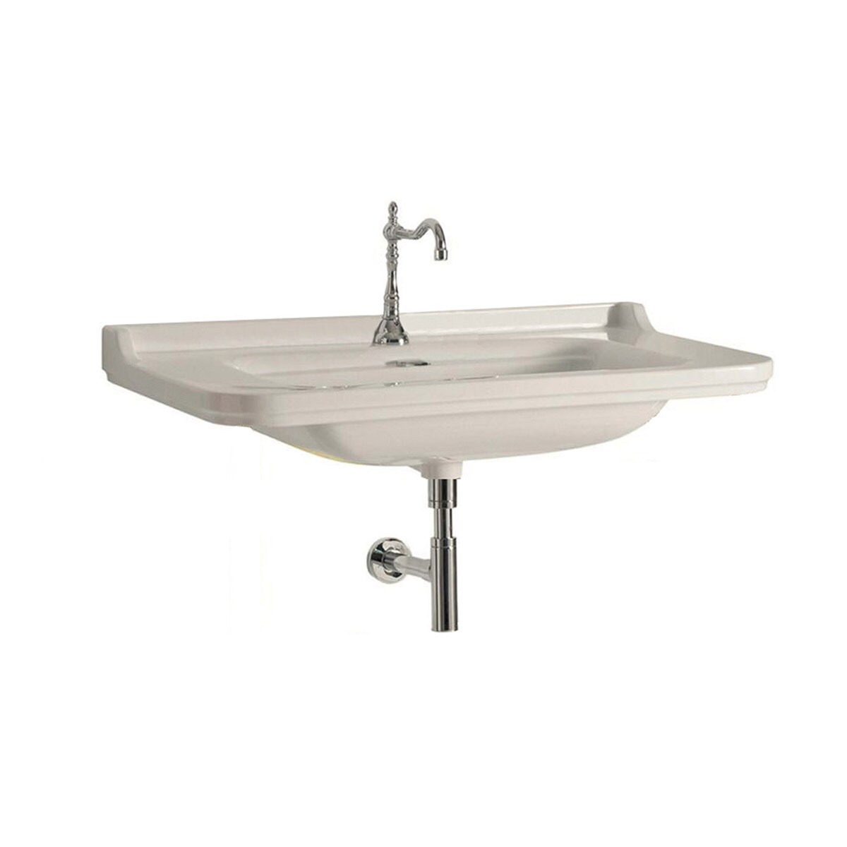 WS Bath Collections NOBLE 4142K1.01 Noble Ceramic Wall-mount Rectangular Traditional Glossy White Bathroom Sink ( 39.4-Inches x 21.7-Inches )
