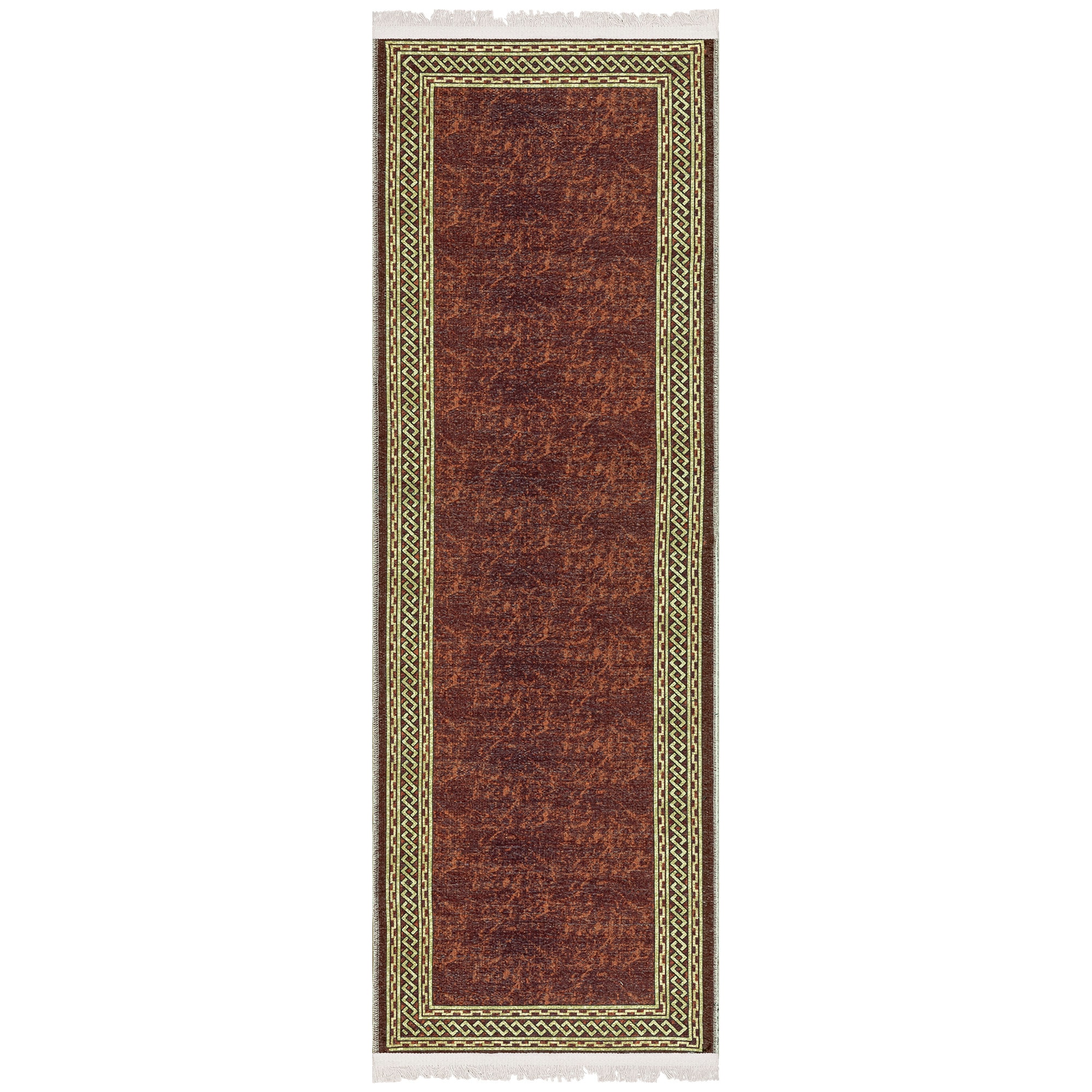 Ottomanson Non Shedding Washable Wrinkle-Free Cotton Flatweave Text 2x5 Laundry Room Runner Rug, 2' x 5', Brown