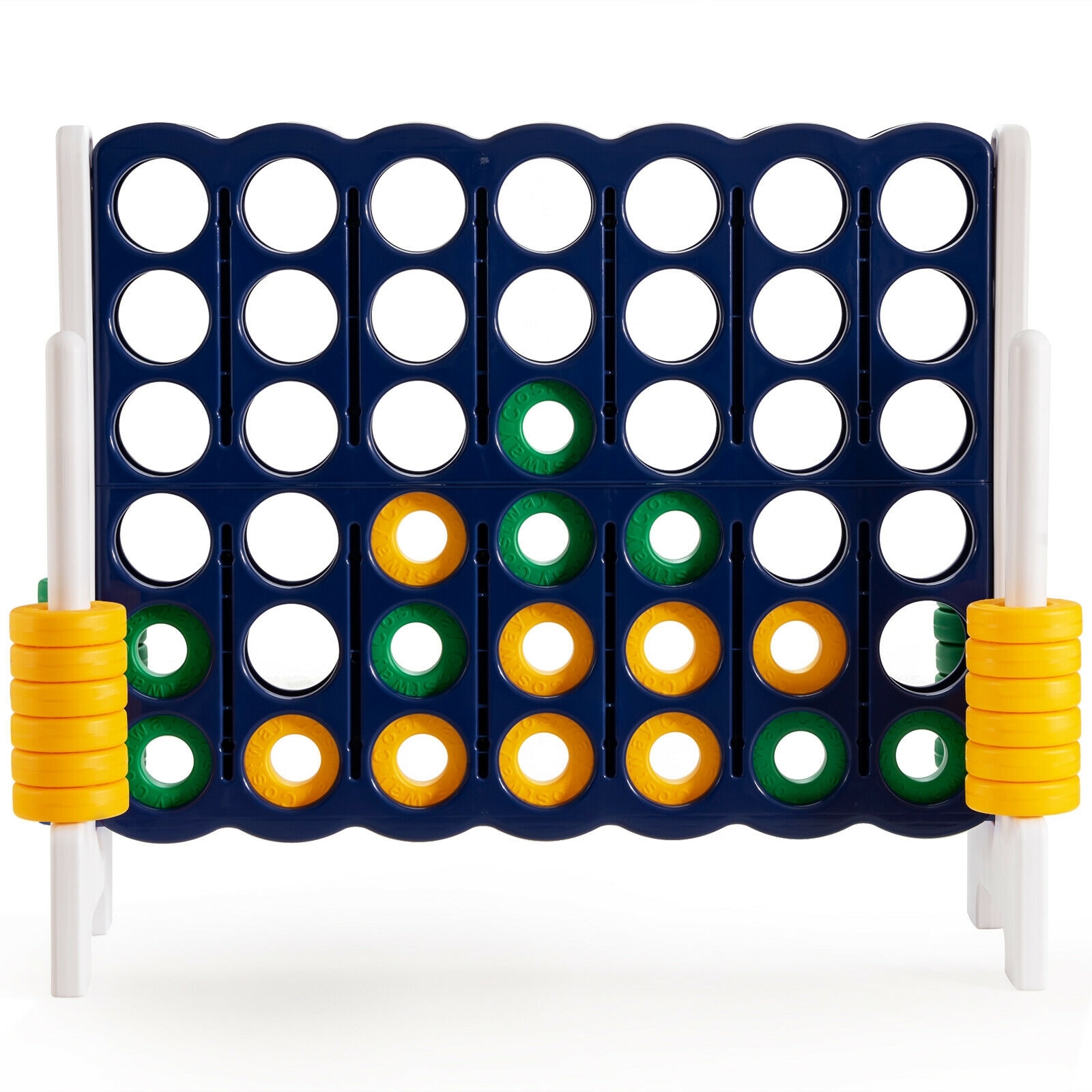 Slickblue D-CO-87373PS Giant Dark Blue 4 to Score Game Set with Portable Design for Backyard Lawn Patio or Playroom
