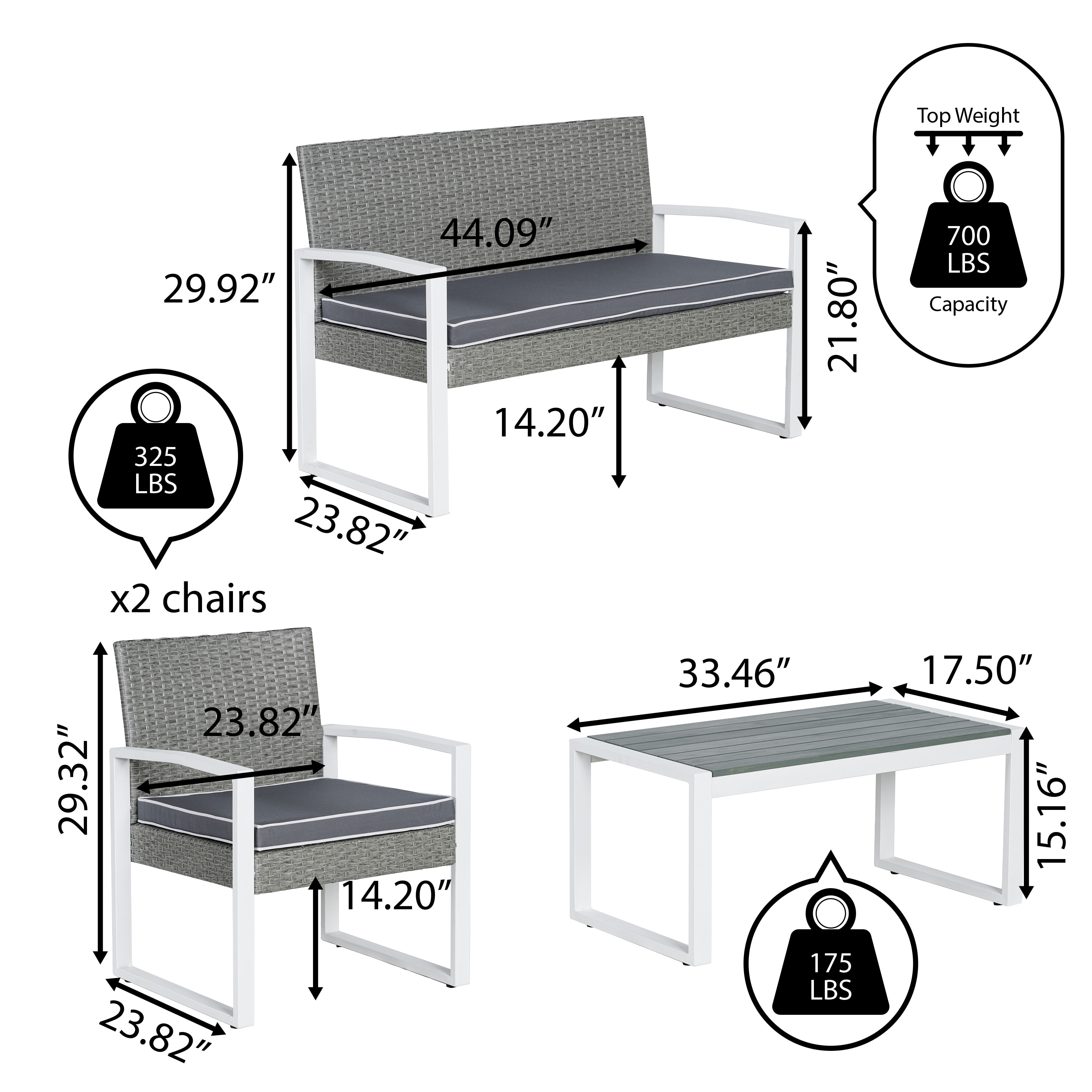 JONATHAN  Y LVG1102A-4SET Patio-Conversation-Sets - View #6
